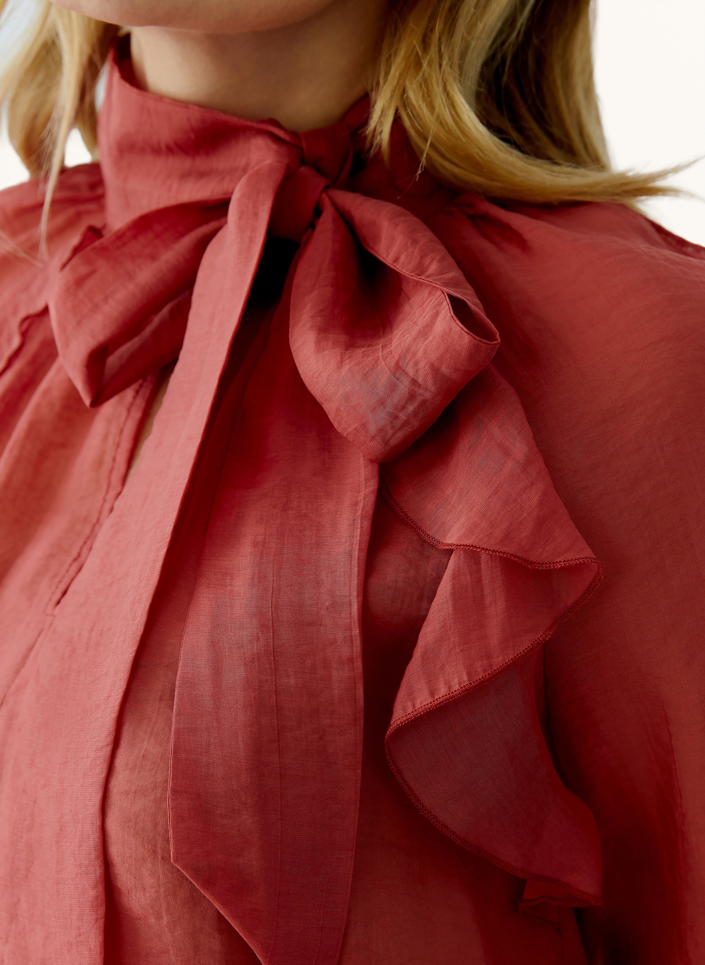 Thumbnail - Oui Schluppenbluse Mit Volants rot