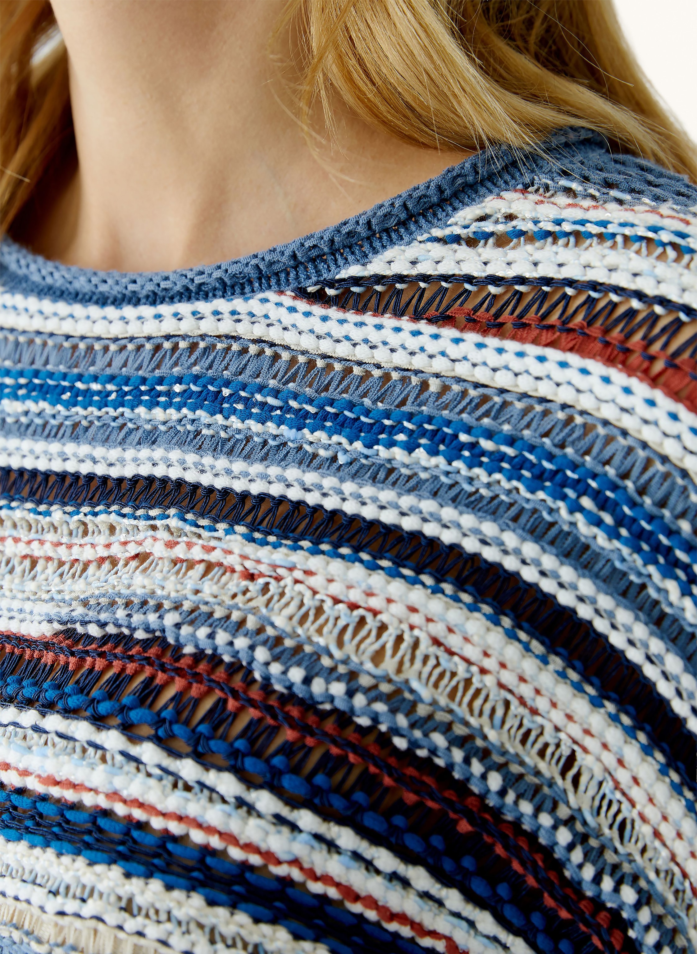 Thumbnail - Oui Pullover Mit Pailletten Und 3/4-Arm blau
