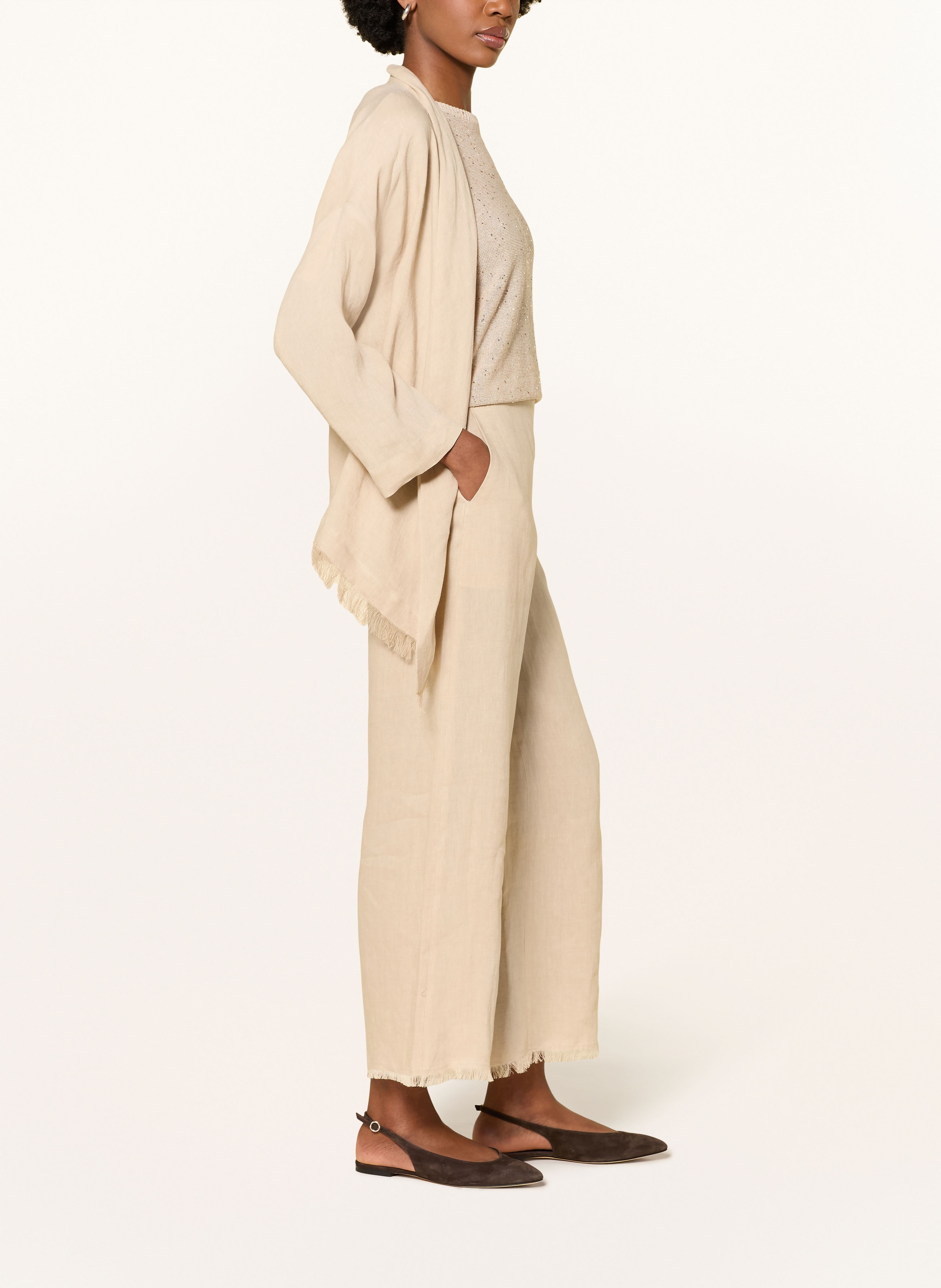 Thumbnail - Antonelli Firenze Leinen-Culotte Mit Fransen beige