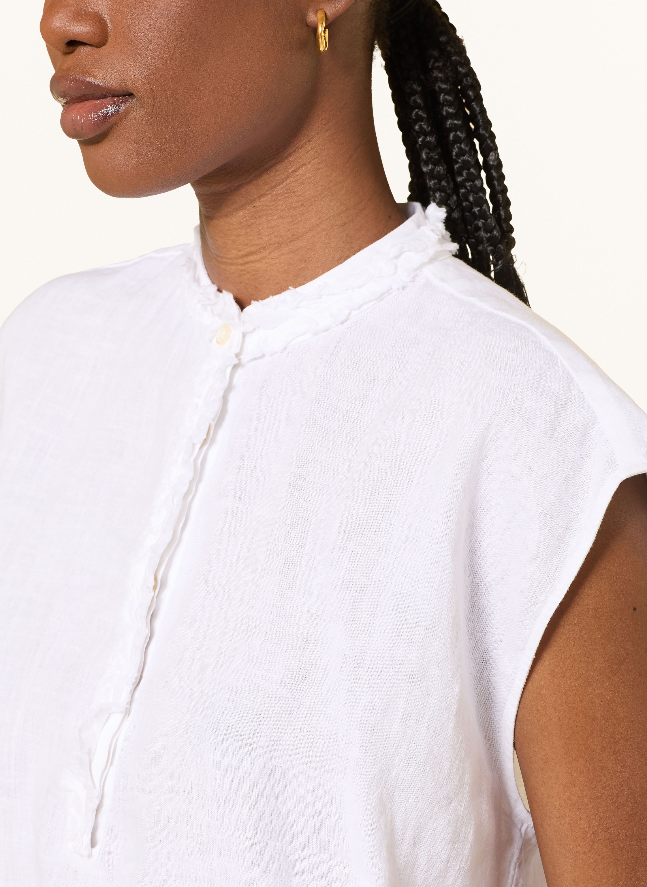 Thumbnail - Soluzione Blusenshirt Aus Leinen Mit Rüschen weiss