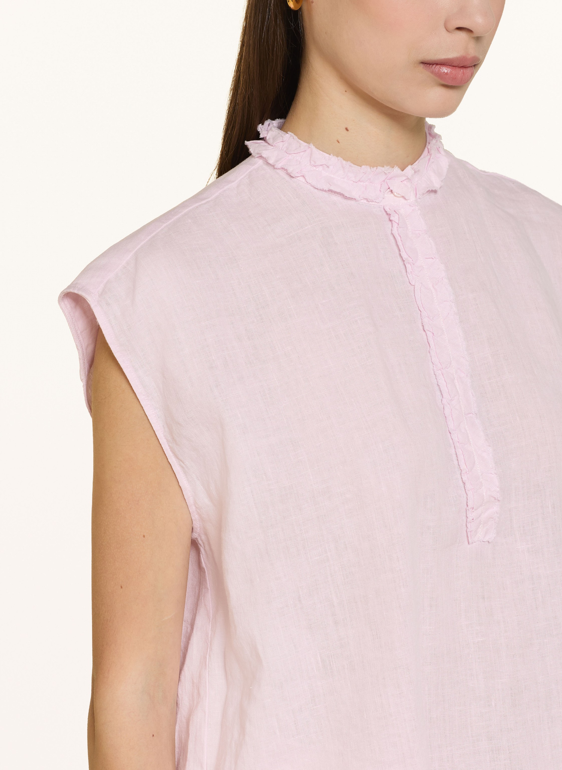 Thumbnail - Soluzione Blusenshirt Aus Leinen Mit Rüschen rosa