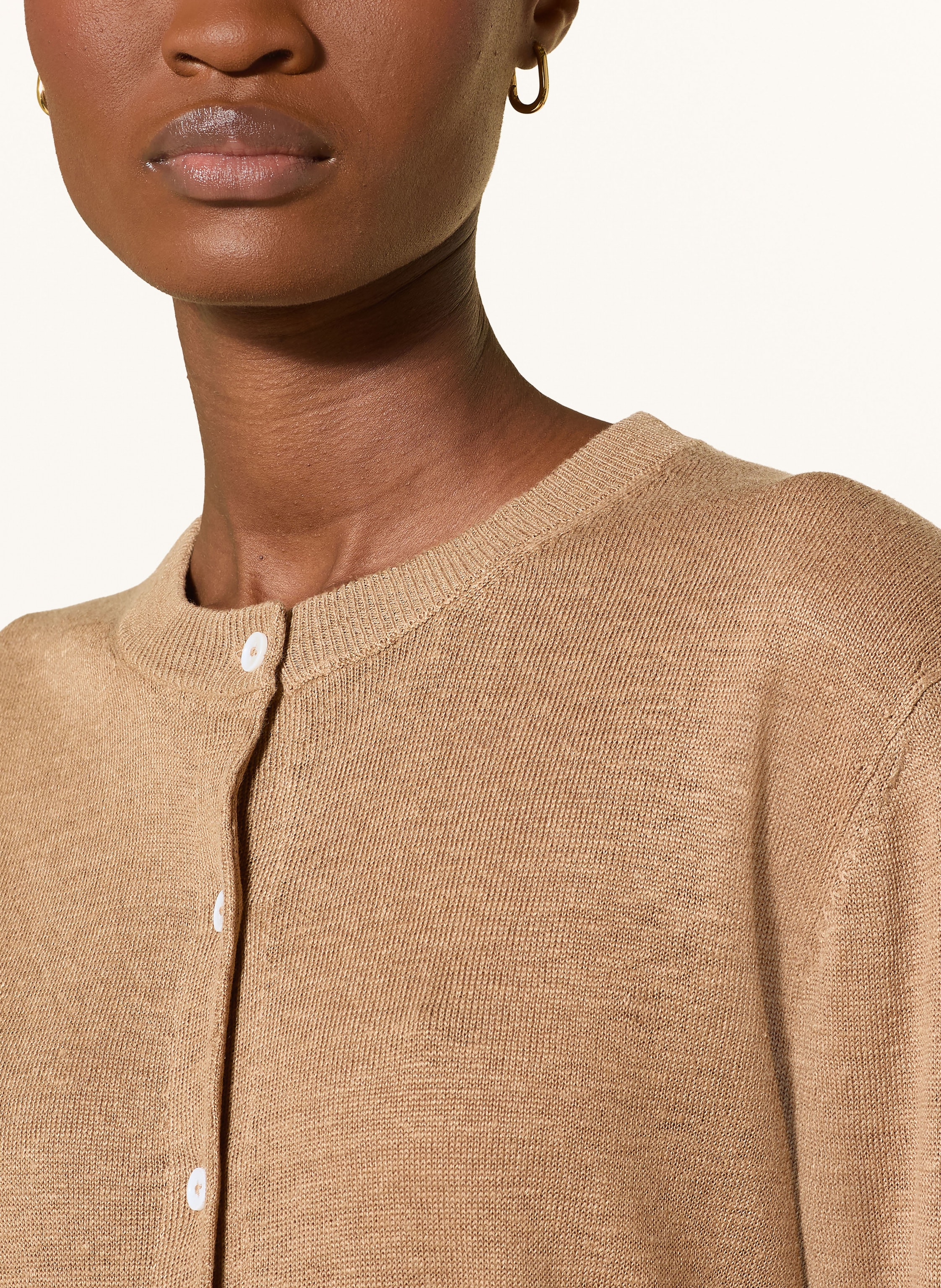 Thumbnail - Darling Harbour Strickjacke Aus Leinen braun