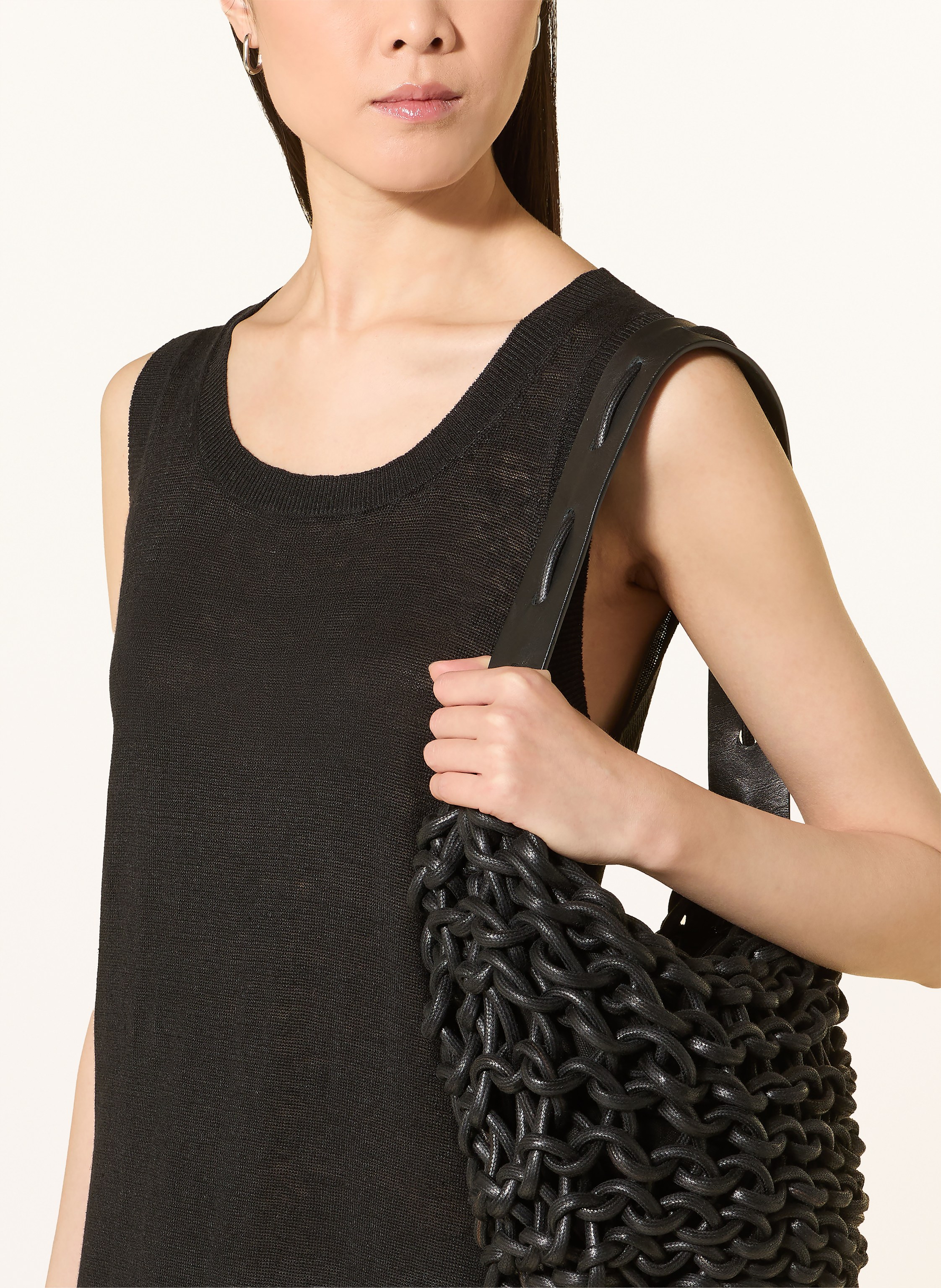 Thumbnail - Darling Harbour Strickkleid Aus Leinen schwarz