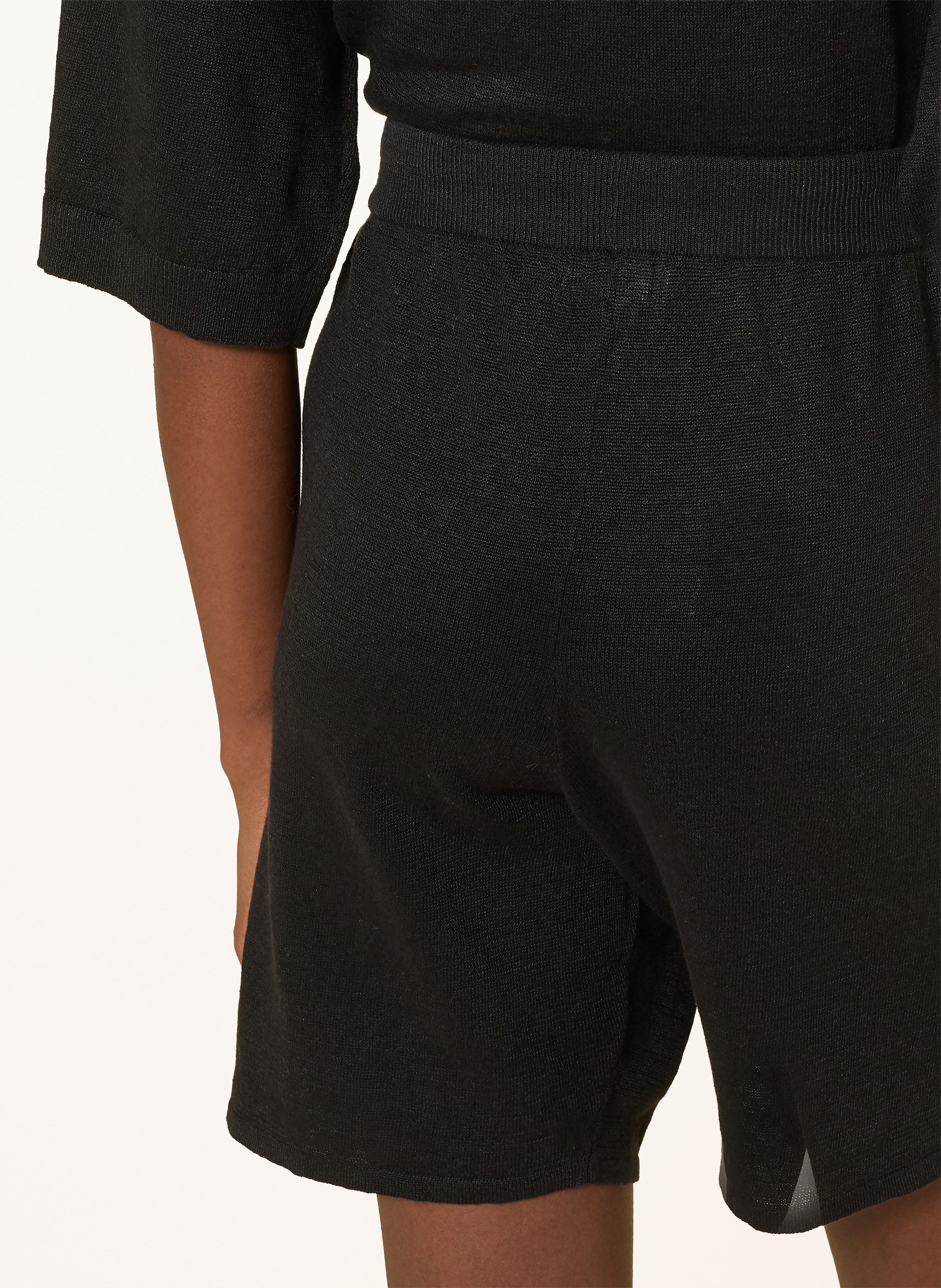 Thumbnail - Darling Harbour Strickshorts Aus Leinen schwarz