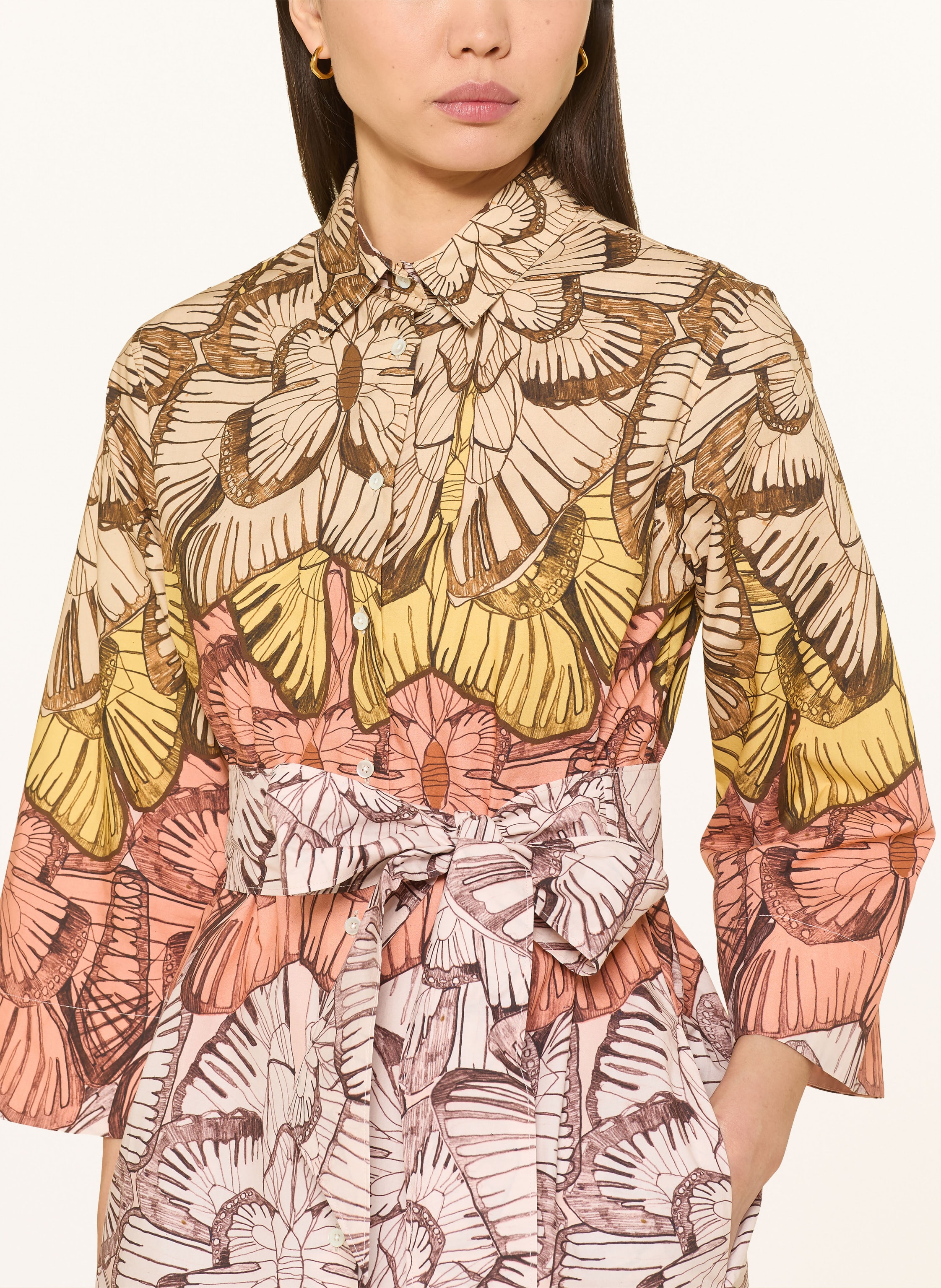 Thumbnail - Sara Roka Hemdblusenkleid Mit 3/4-Arm orange