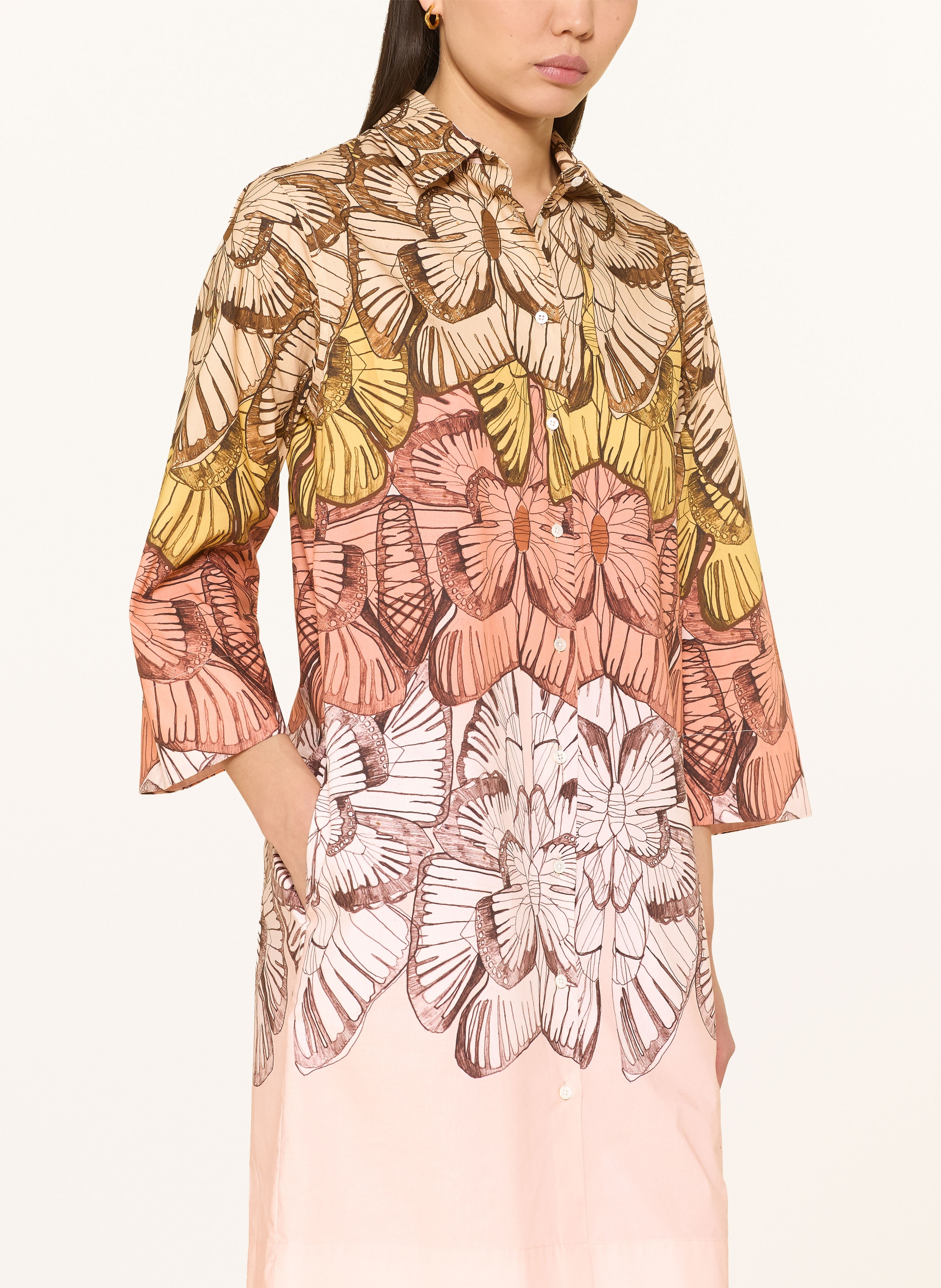 Thumbnail - Sara Roka Hemdblusenkleid Mit 3/4-Arm orange