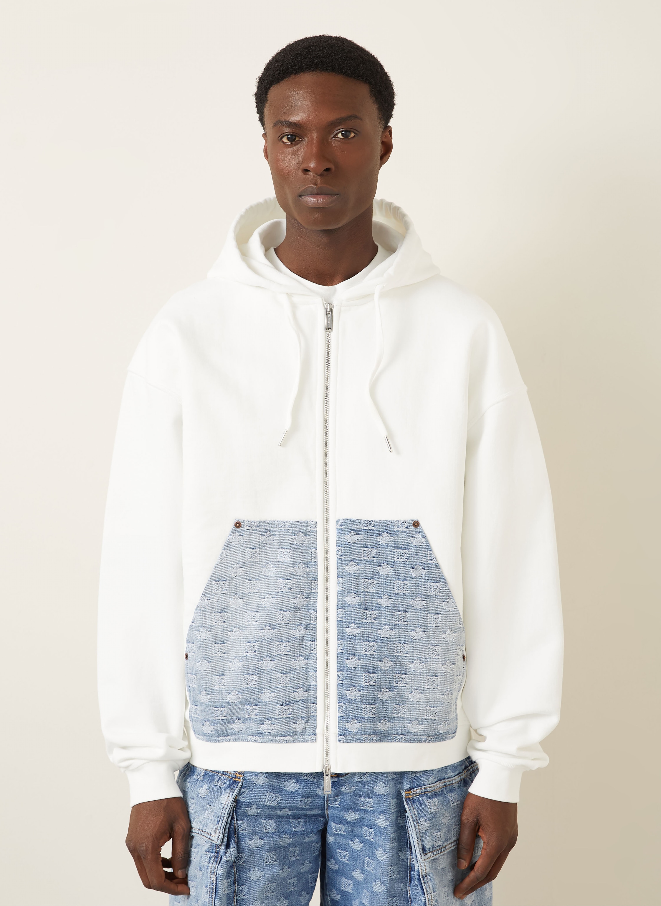 Thumbnail - dsquared2 Sweatjacke Im Materialmix weiss
