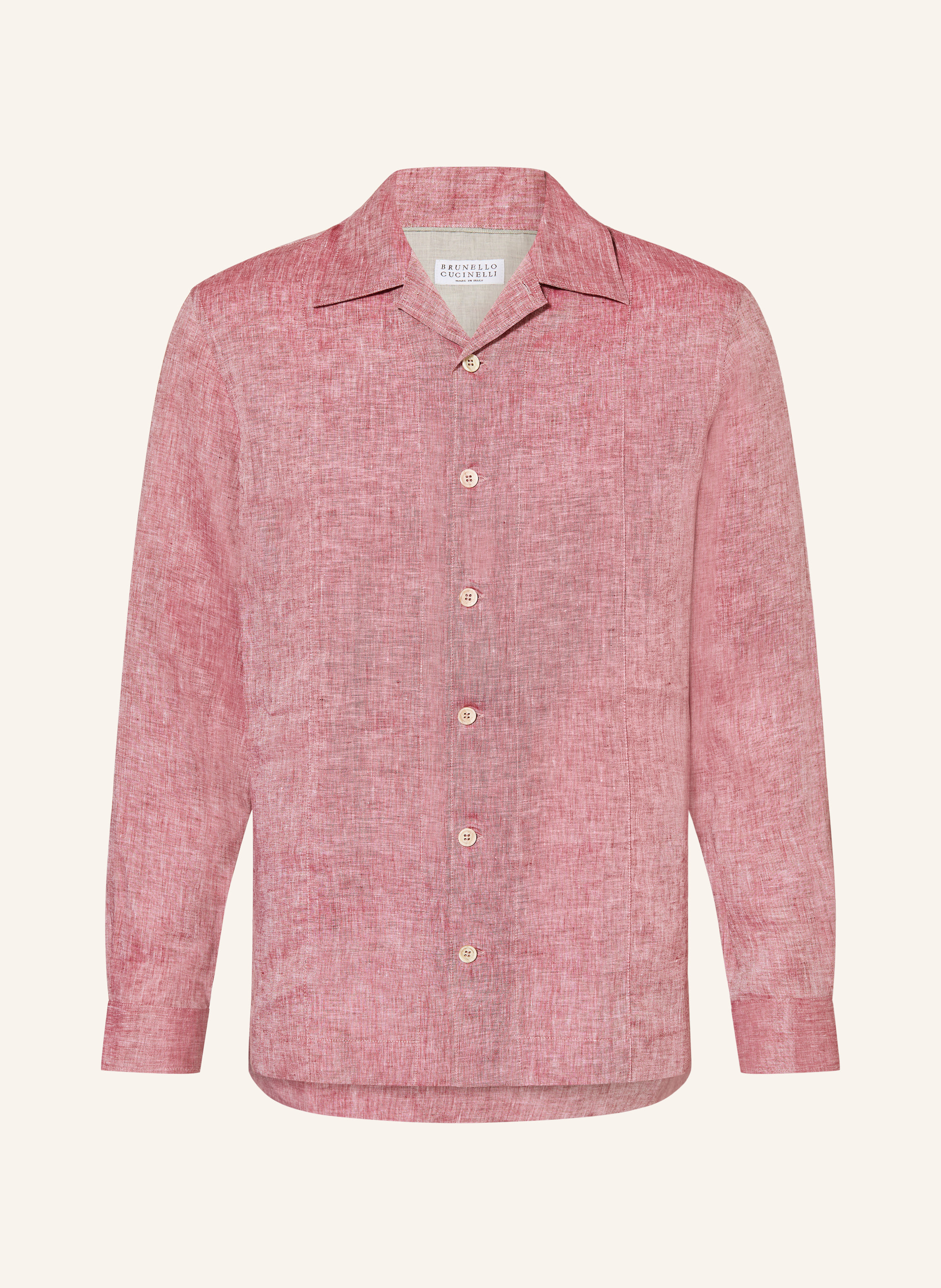 Brunello Cucinelli Brunello Cucinelli Leinenhemd Comfort Fit rot in ROT / WEISS