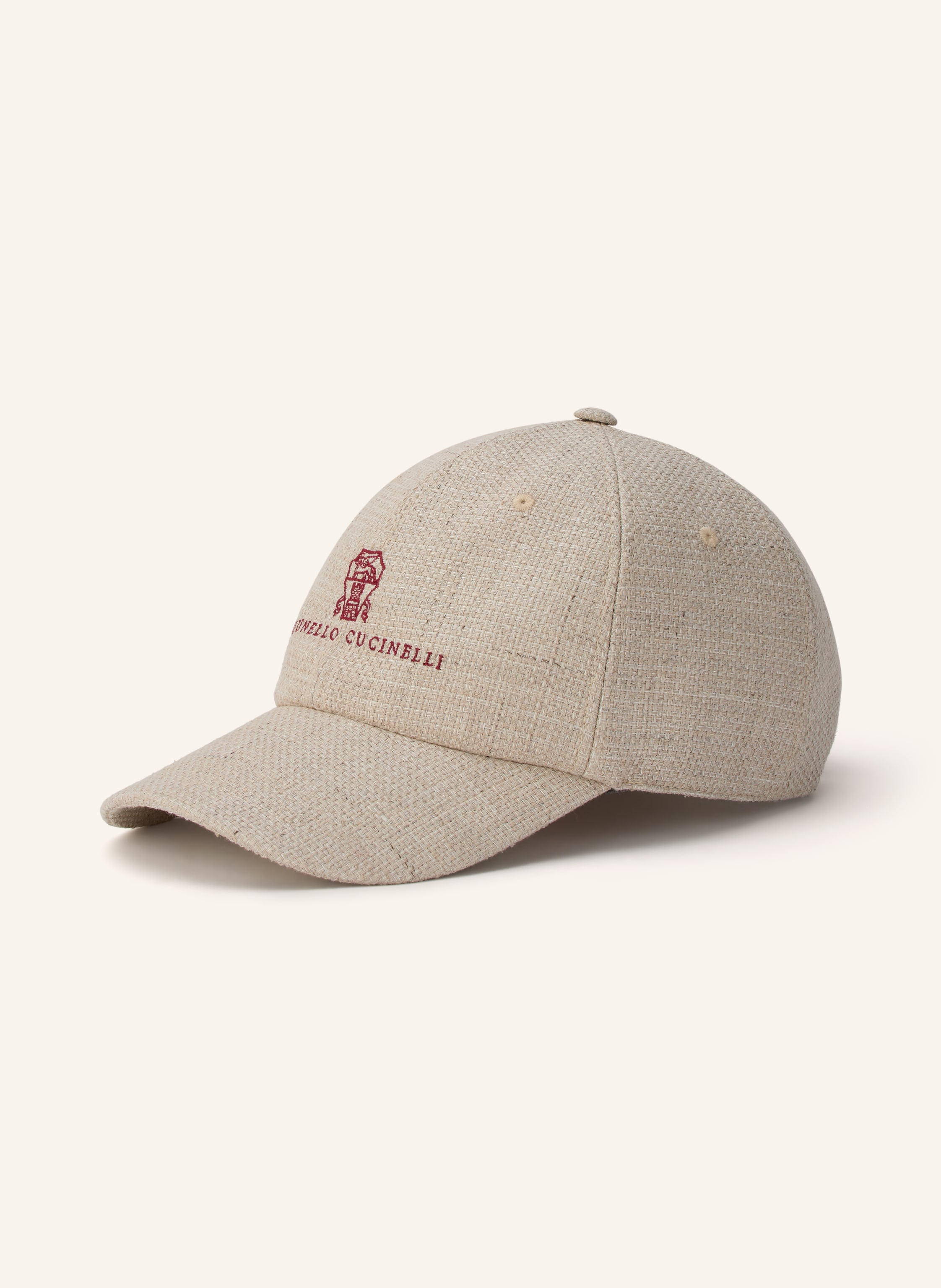 Brunello Cucinelli Brunello Cucinelli Cap Mit Seide Und Leinen weiss in BEIGE / DUNKELROT