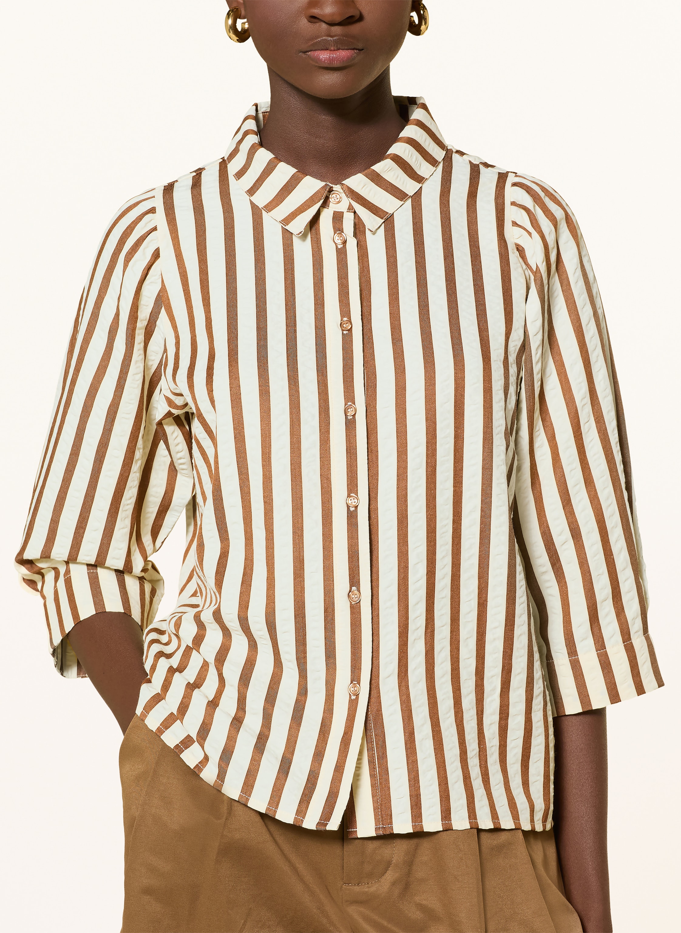 Thumbnail - Lollys Laundry Hemdbluse Bonoll Mit 3/4-Arm braun