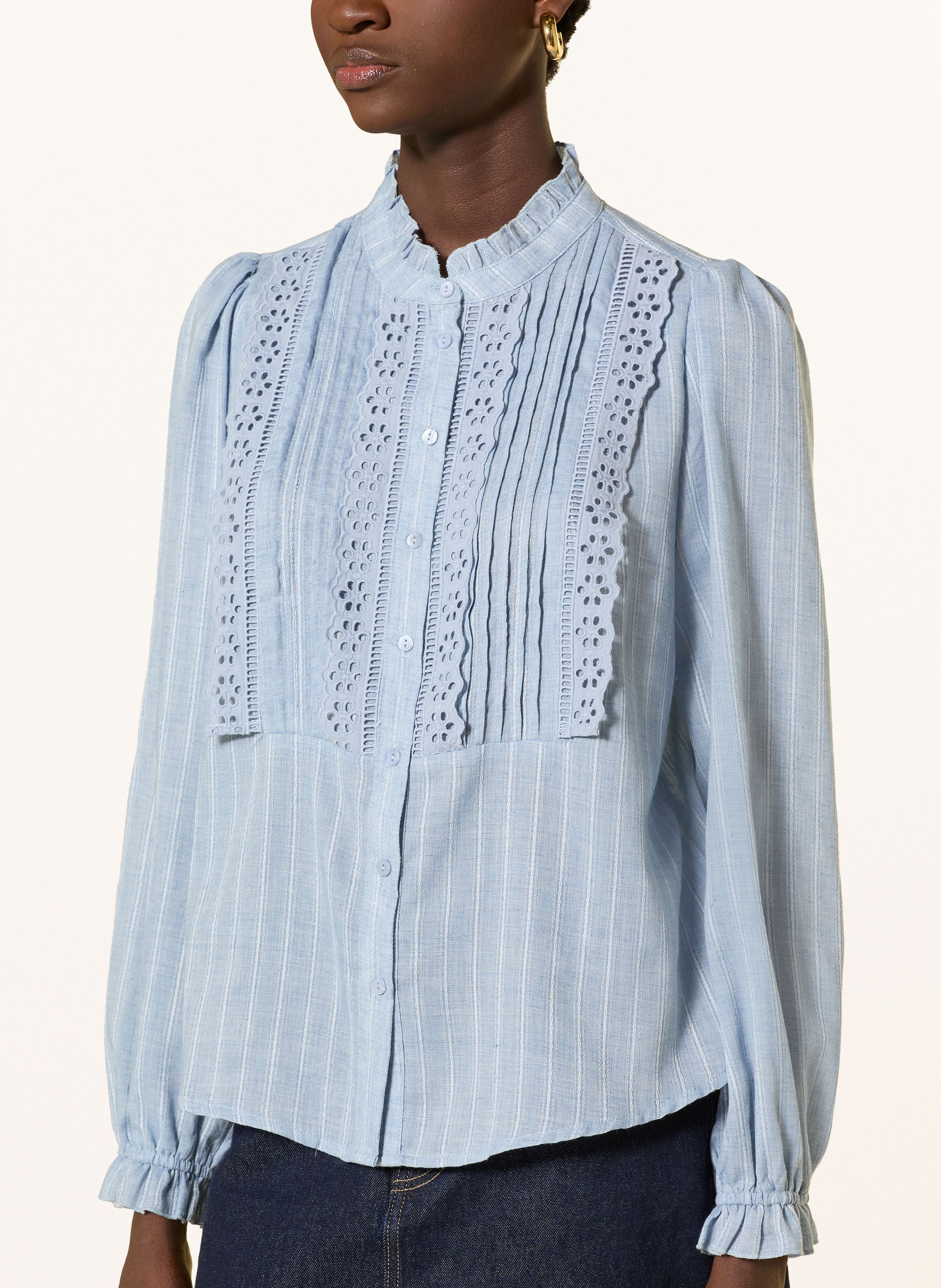 Thumbnail - Lollys Laundry Bluse Arielll Mit Rüschen Und Lochspitze blau