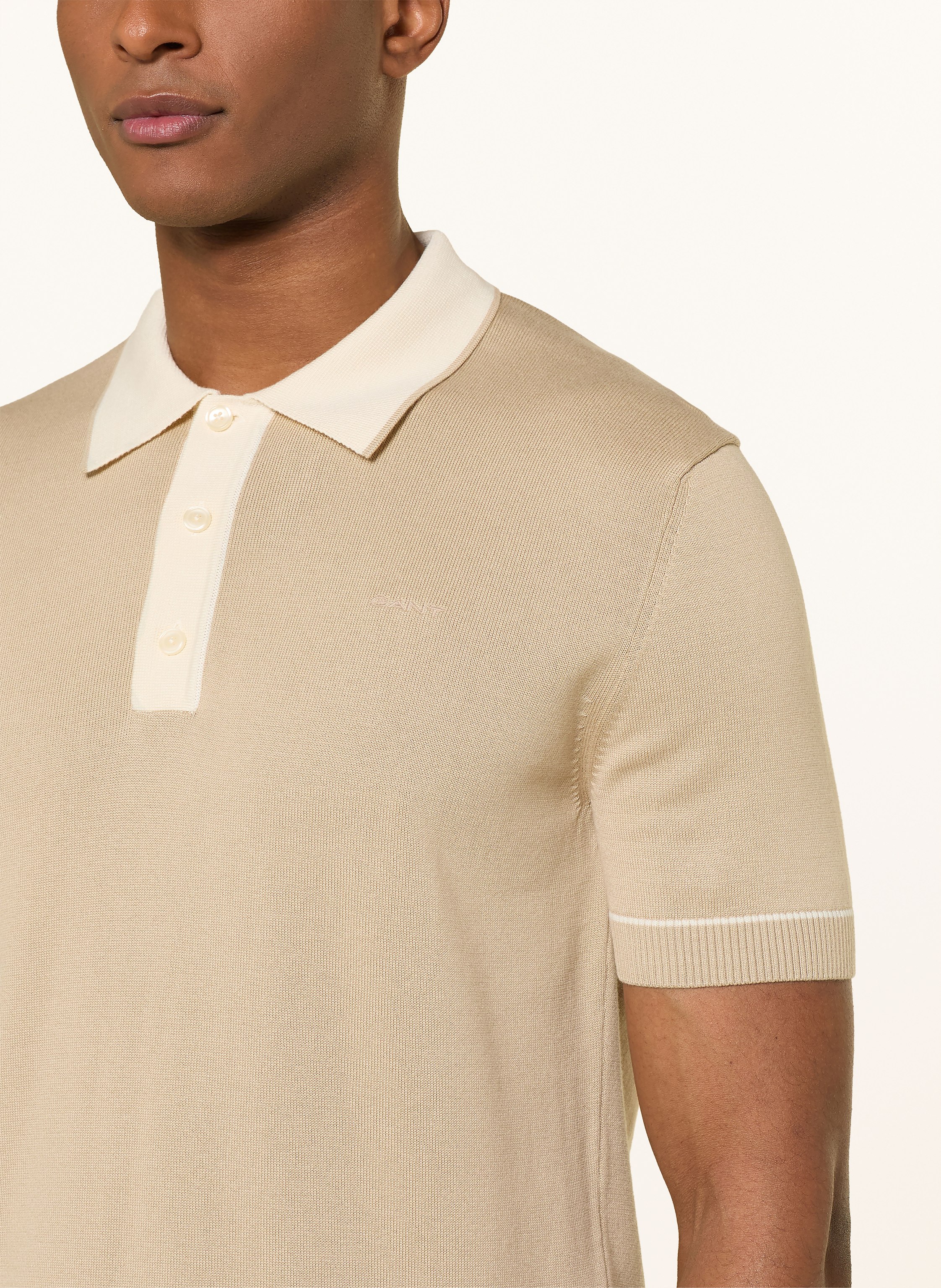 Thumbnail - Gant Strick-Poloshirt beige