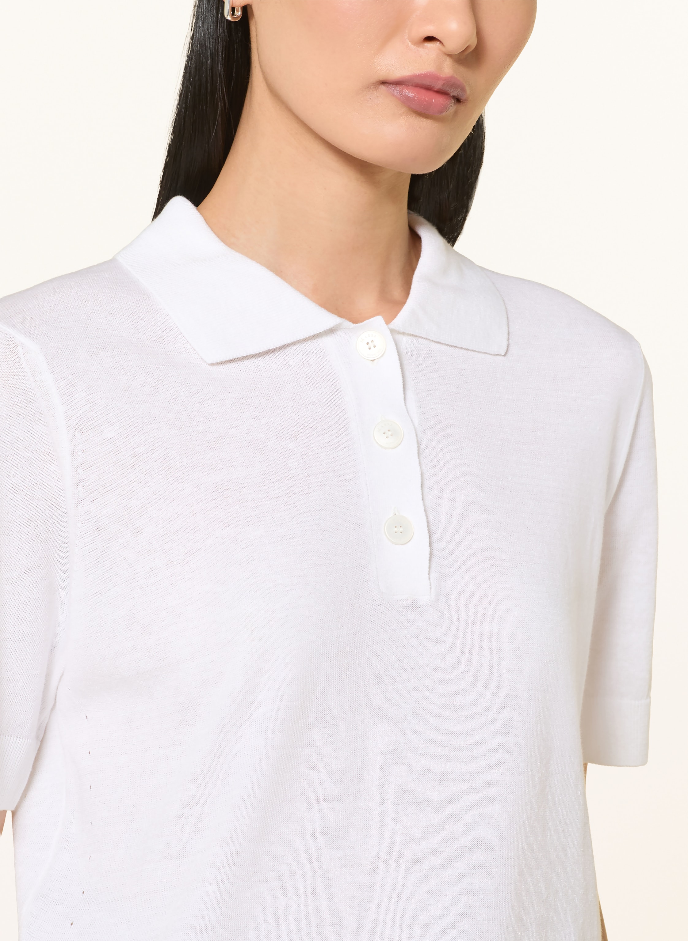 Thumbnail - Maerz Muenchen Strick-Poloshirt Mit Leinen weiss