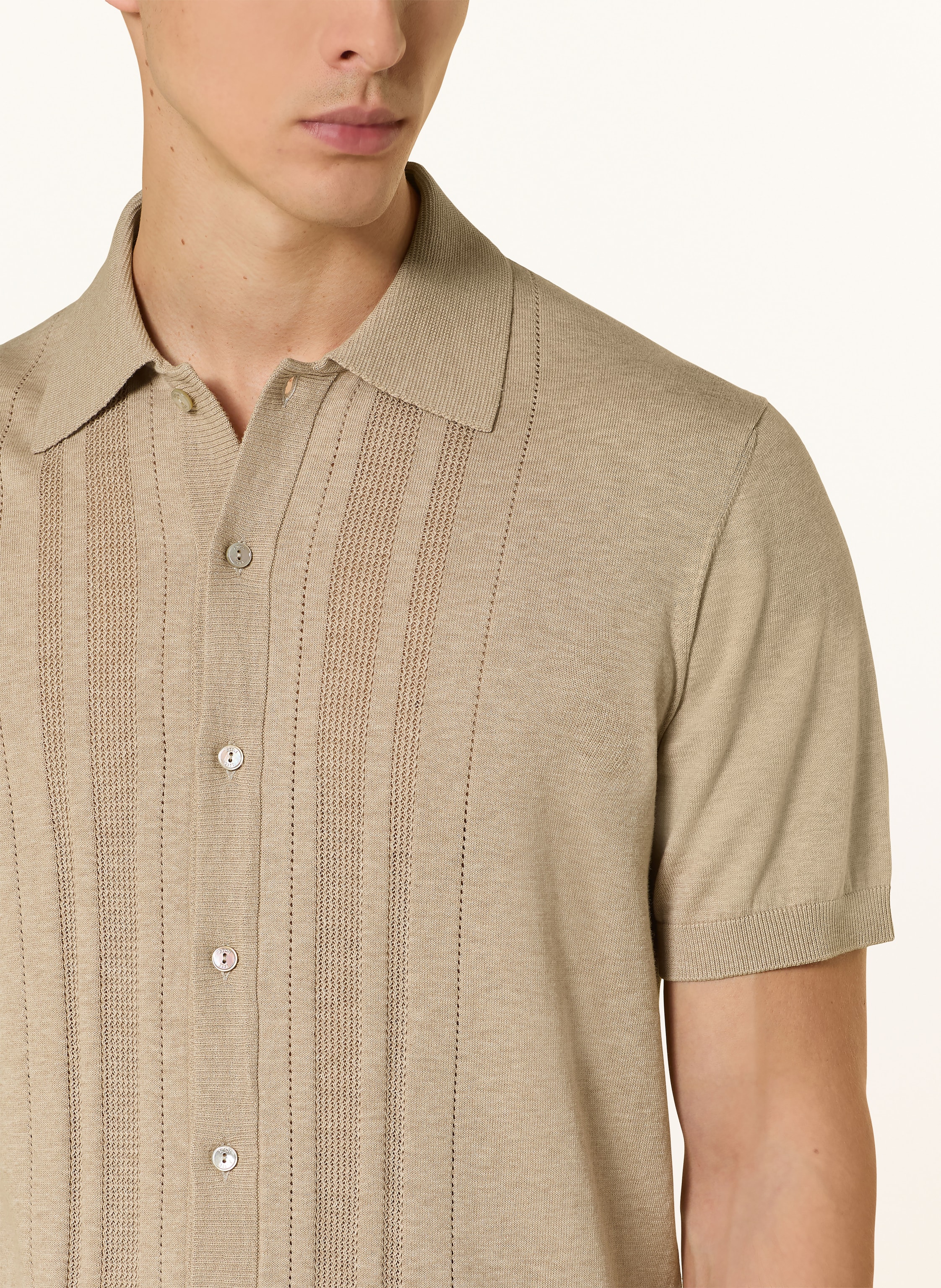 Thumbnail - Eton Strickhemd Slim Fit beige