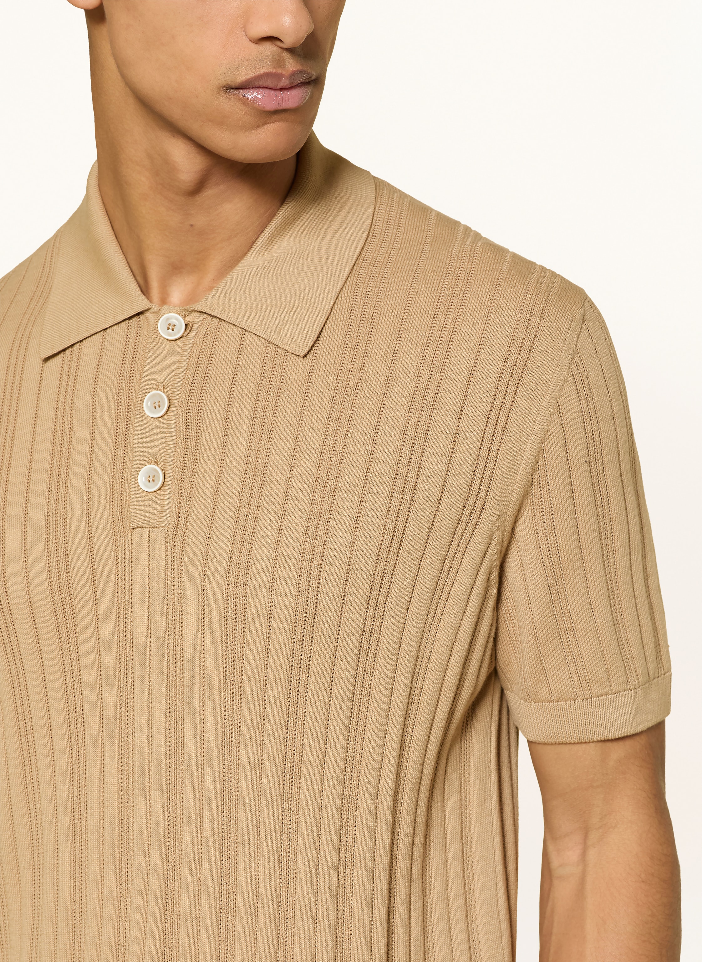 Thumbnail - Baldessarini Strick-Poloshirt braun