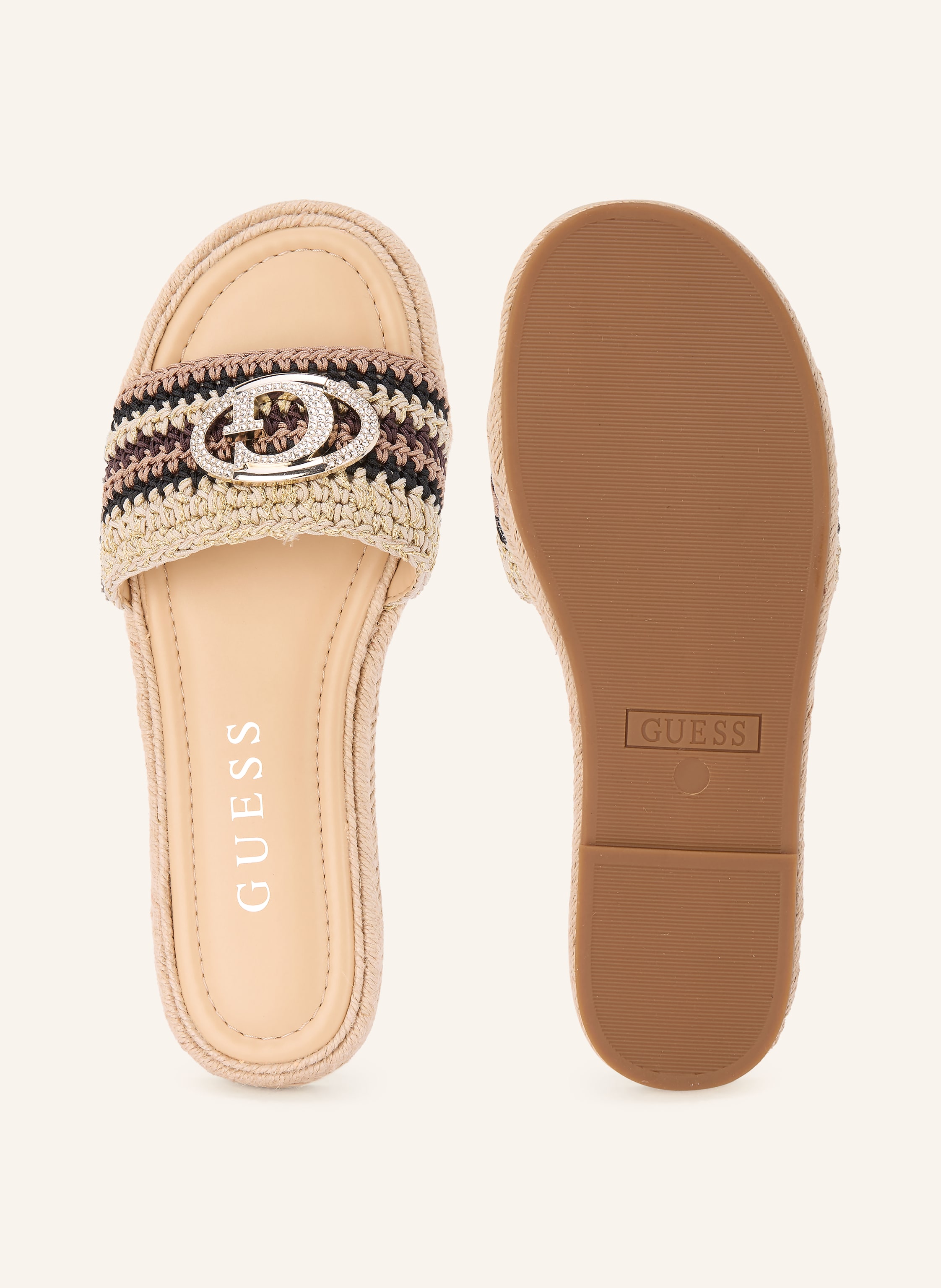 Thumbnail - Guess Pantoletten Kaylis Mit Schmucksteinen beige