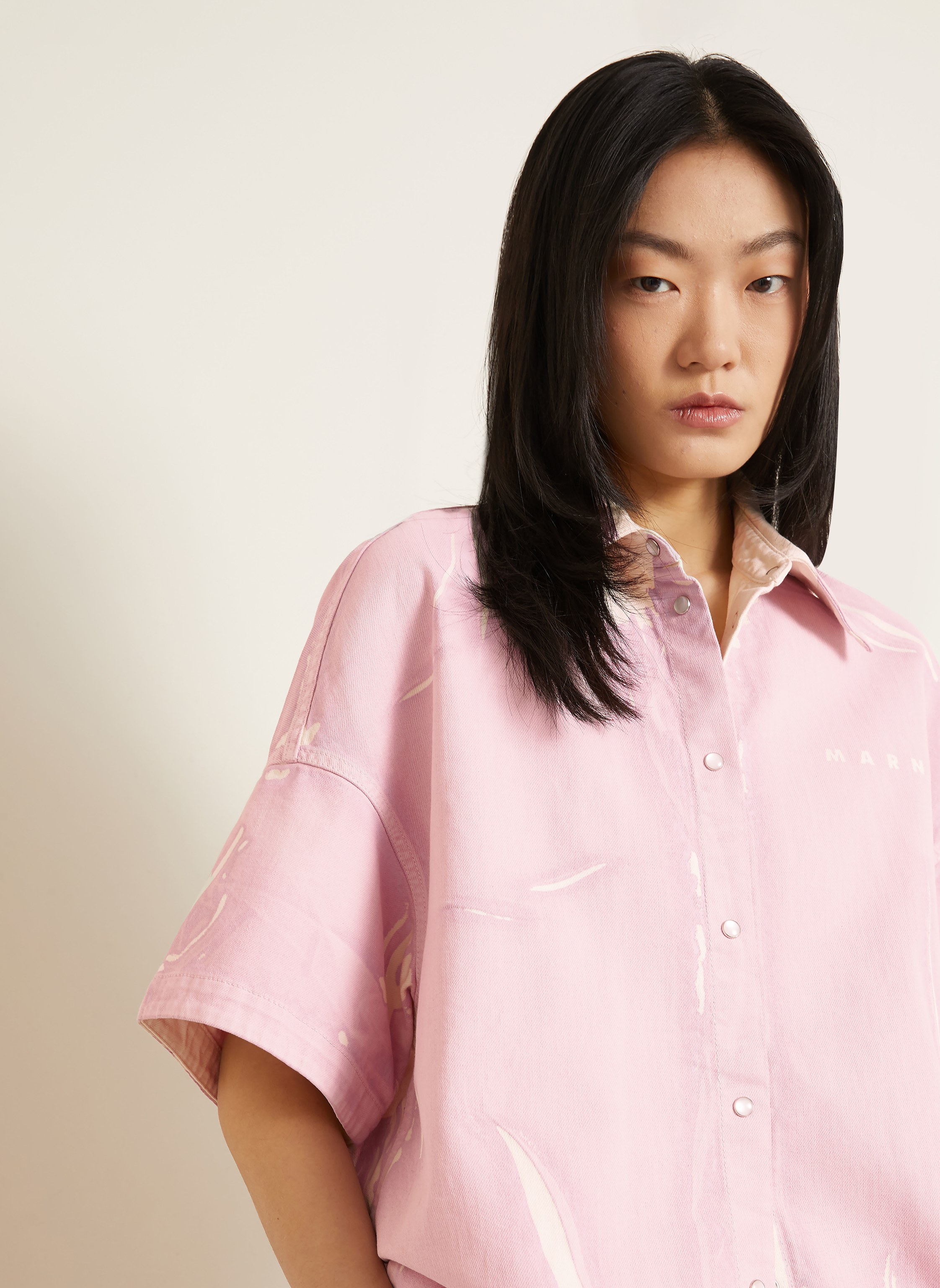 Thumbnail - Marni Oversized-Jeansbluse rosa