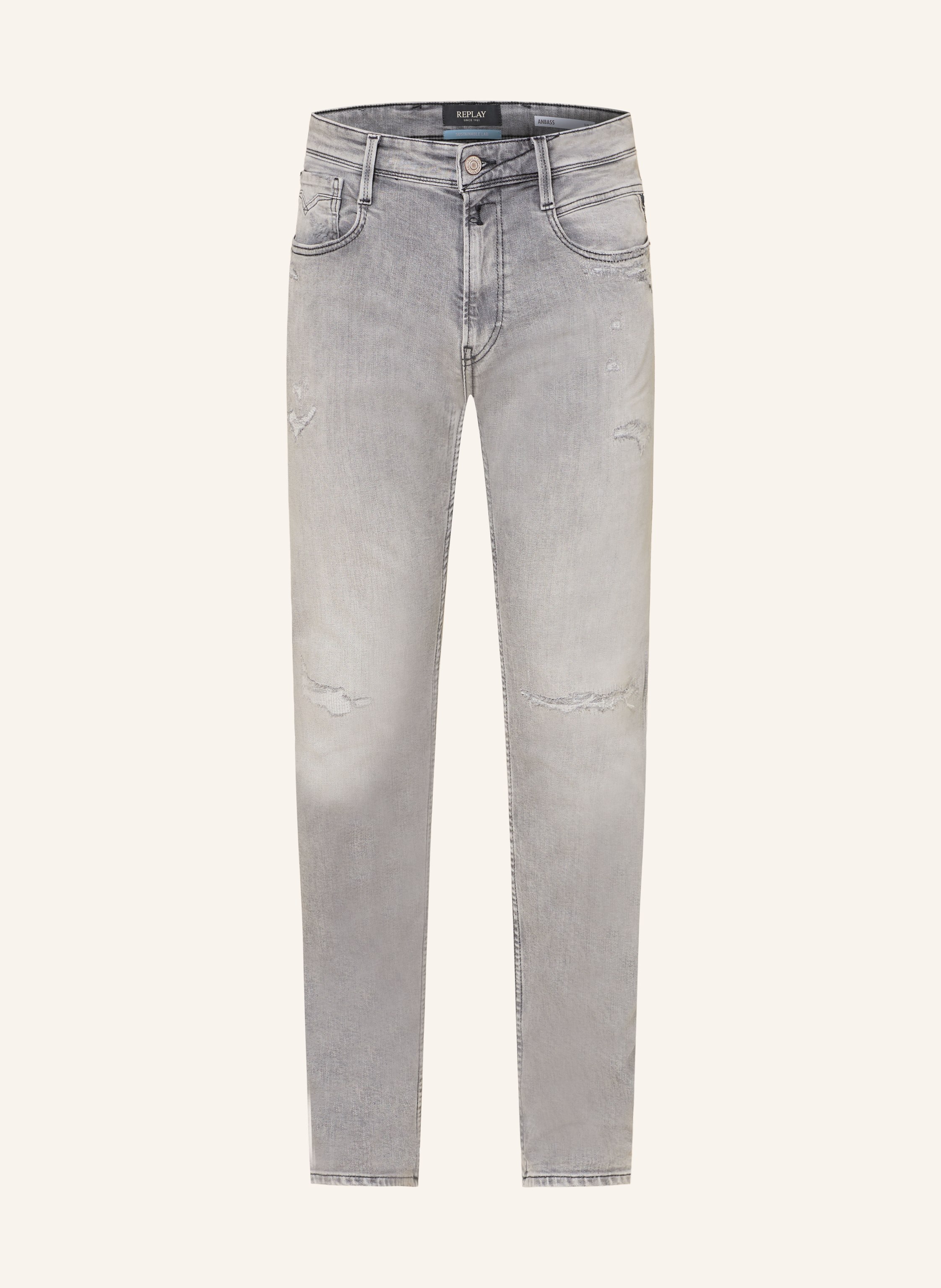 Replay Destroyed Jeans Anbass Slim Fit grau