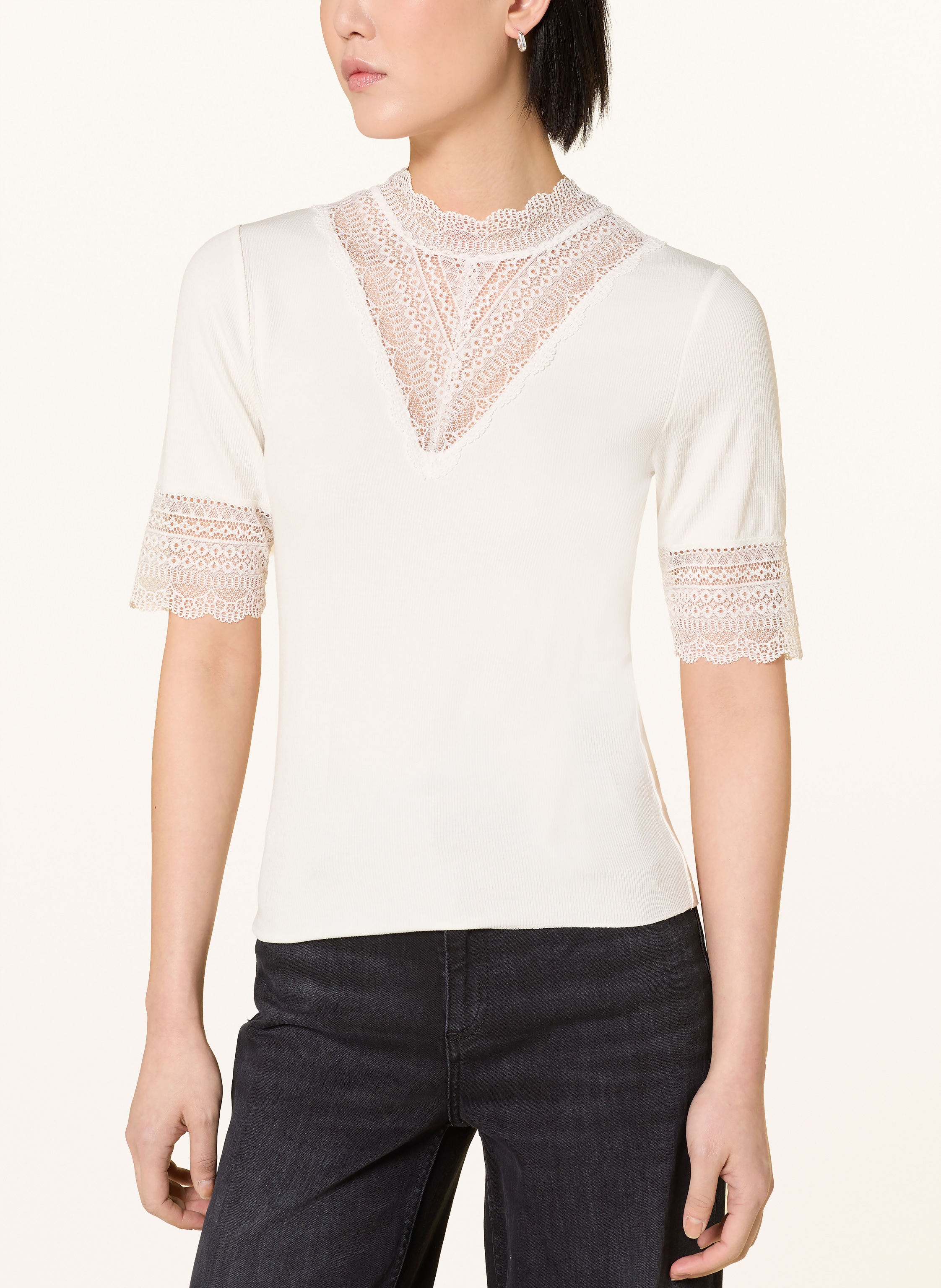 Thumbnail - Only T-Shirt Mit Spitze weiss