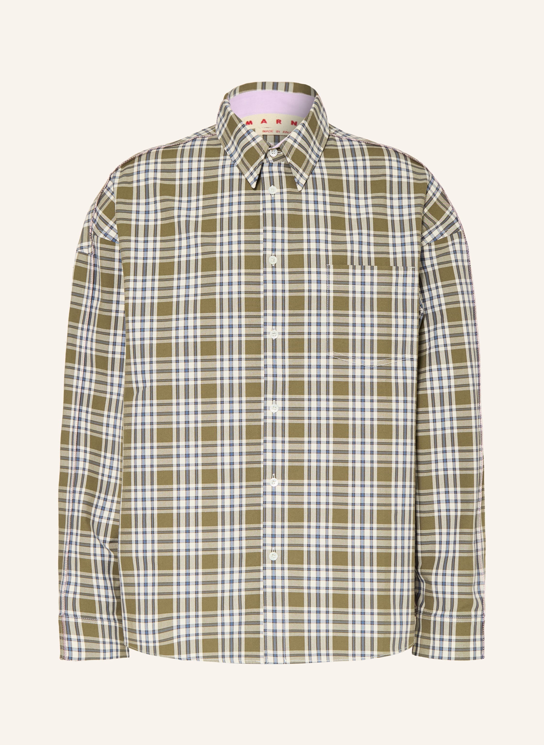 Marni Marni Hemd Comfort Fit gruen in OLIV / BLAU / WEISS