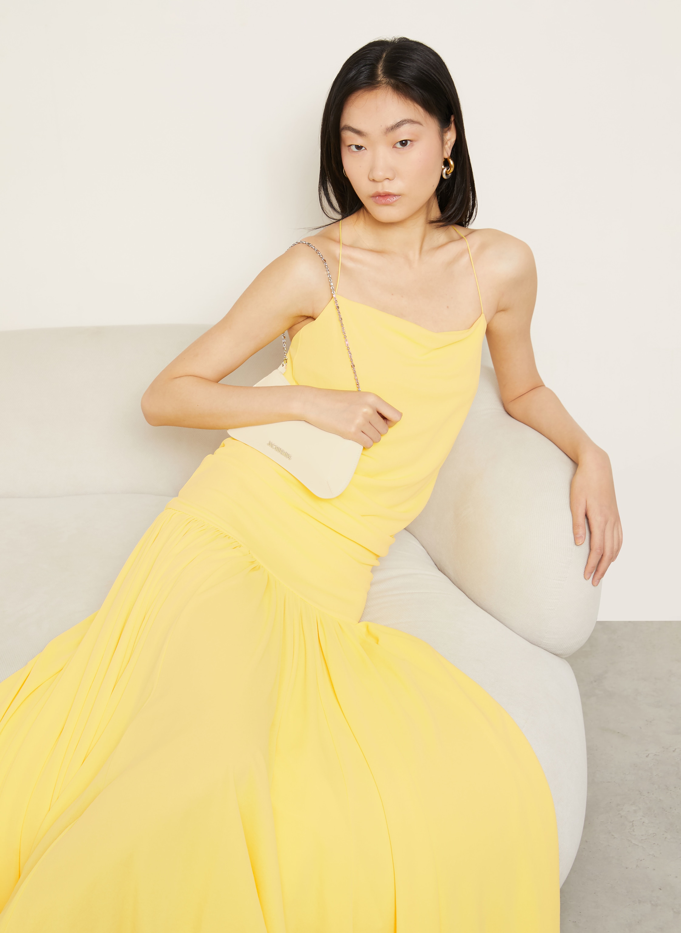 Thumbnail - Jacquemus Abendkleid La Robe Abiha Aus Jersey gelb