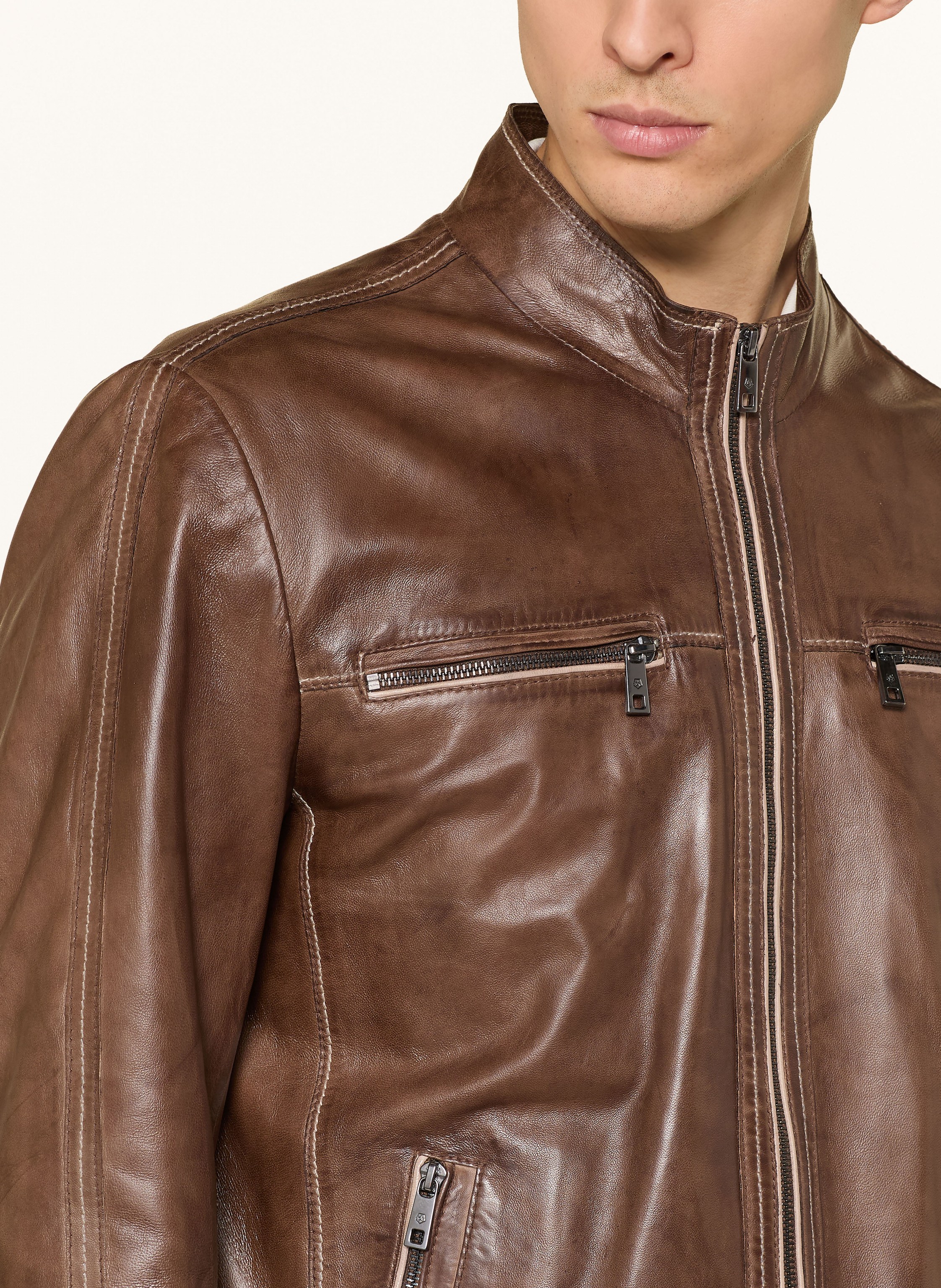 Thumbnail - Milestone Lederjacke Msethan braun