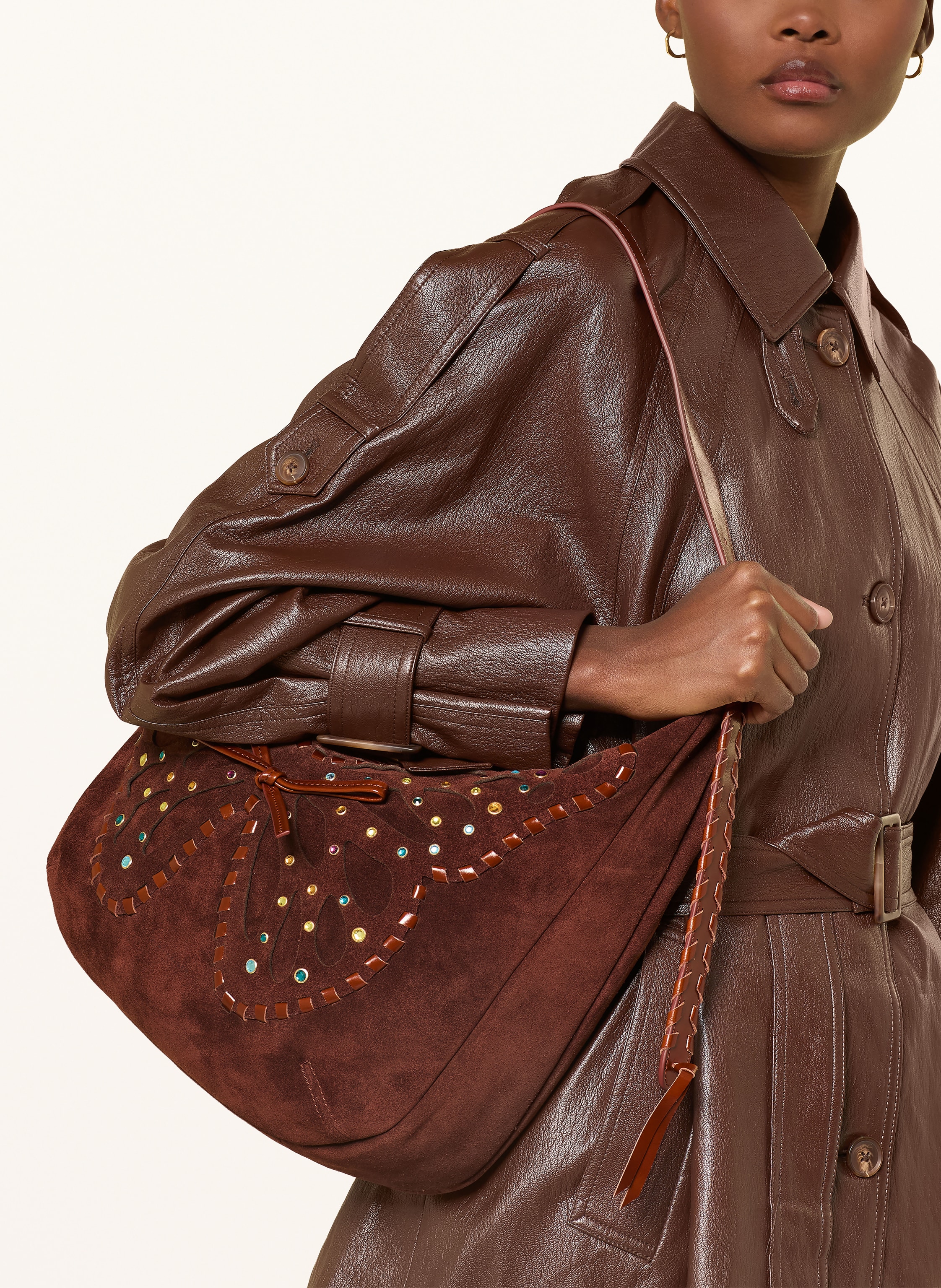 Thumbnail - Kurt Geiger Schultertasche Mit Schmucksteinen braun