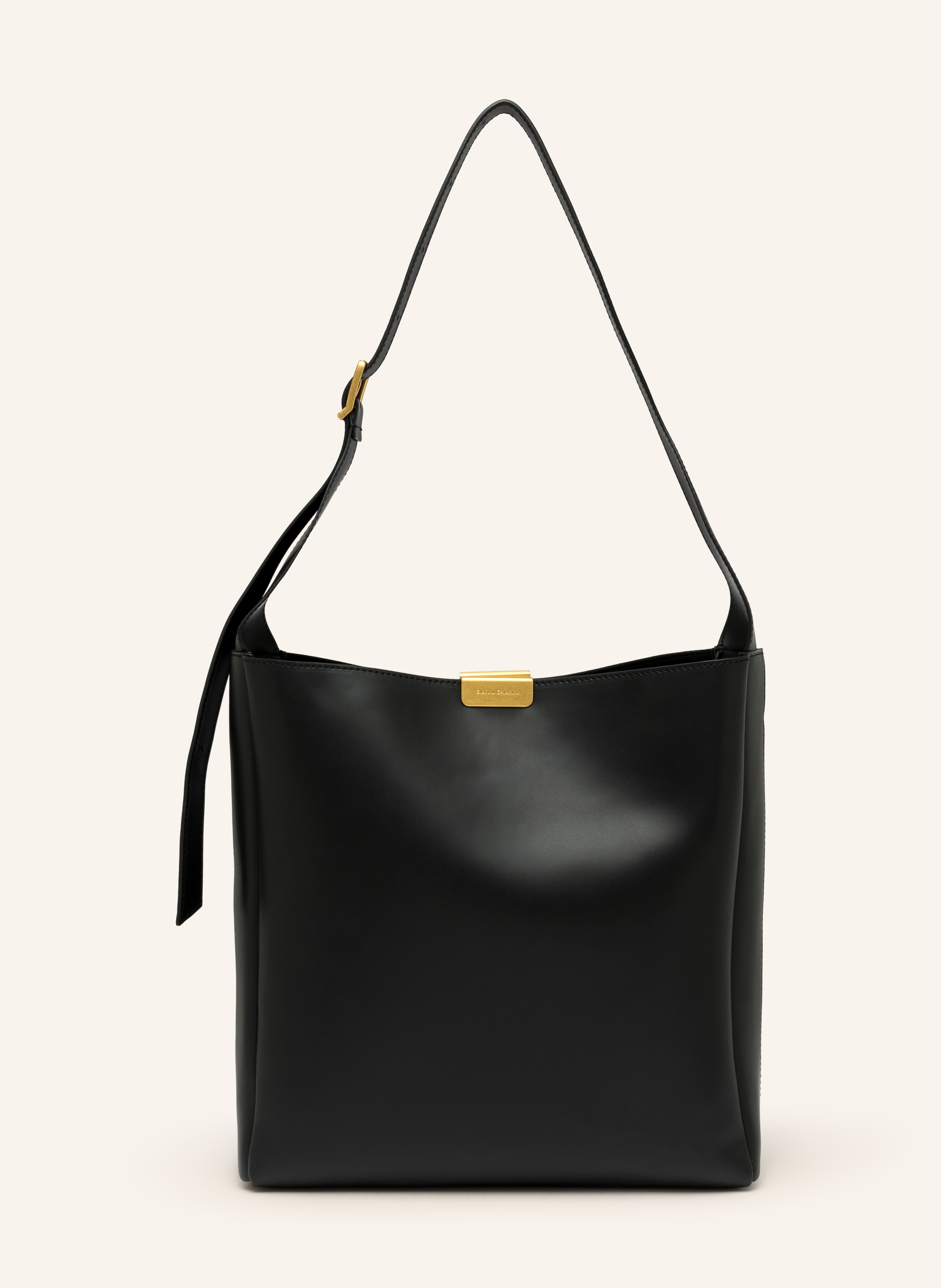 Gianni Chiarini Fixierter Schulterriemen. Längenverstellbarer Schulterriemen. Verstärkter Taschenboden. Steckschließe. Innen ein Hauptfach. Label-Detail. Glattleder. Unifarben in schwarz / gold