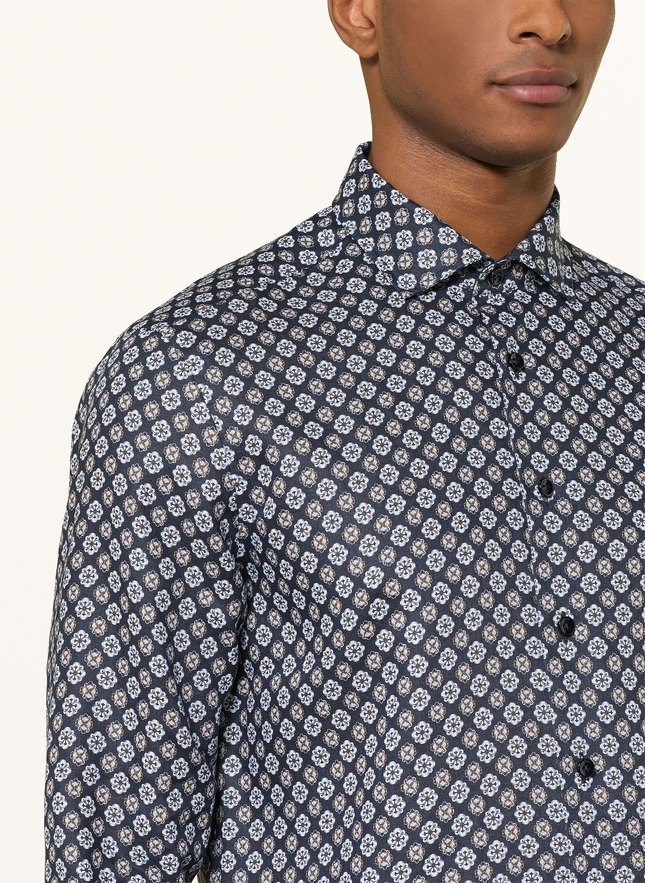 Thumbnail - Olymp Signature Leinenhemd Casual Tailored Fit blau