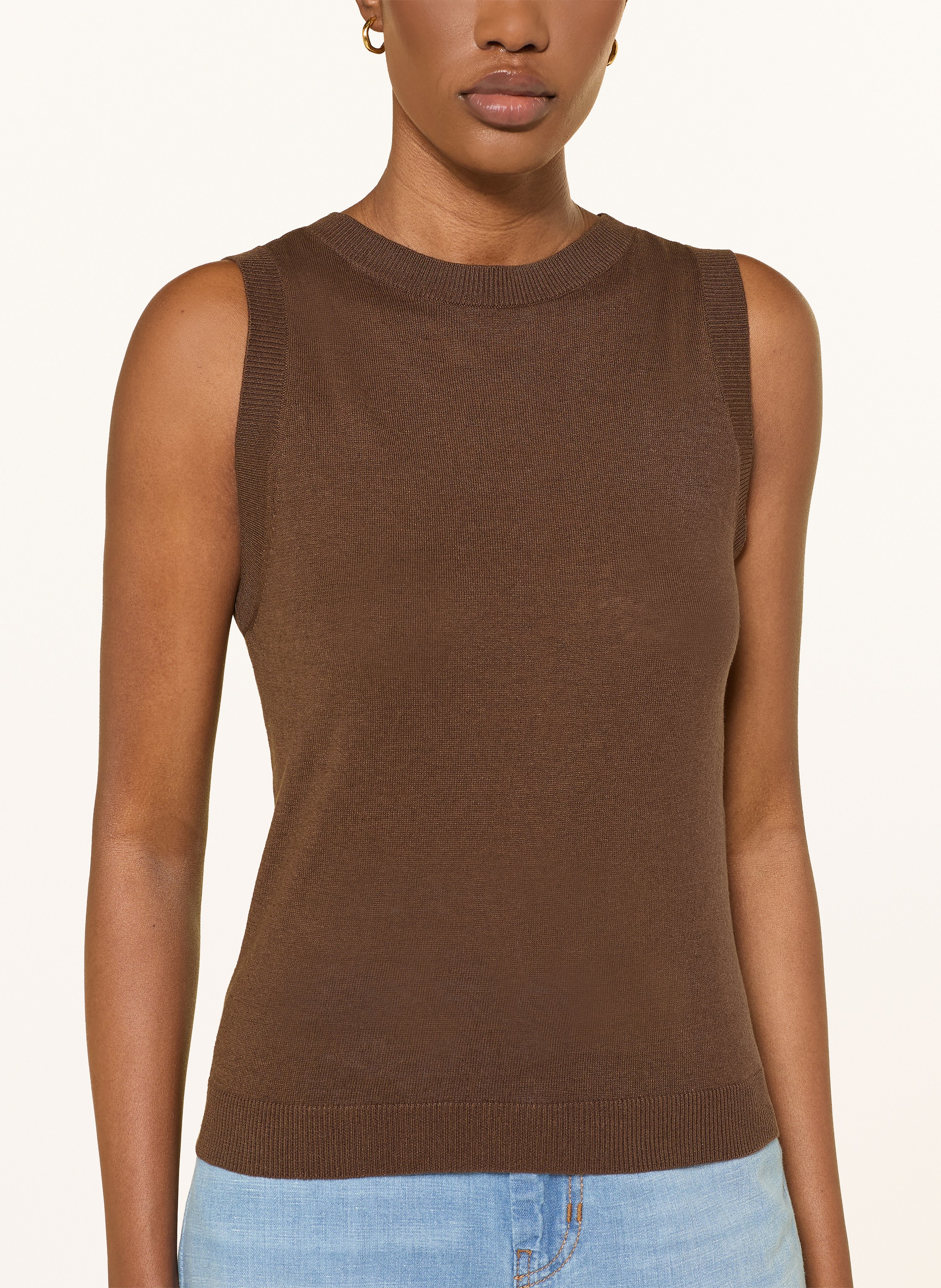 Thumbnail - Weekend Max Mara Stricktop Riva Mit Seide Und Leinen braun