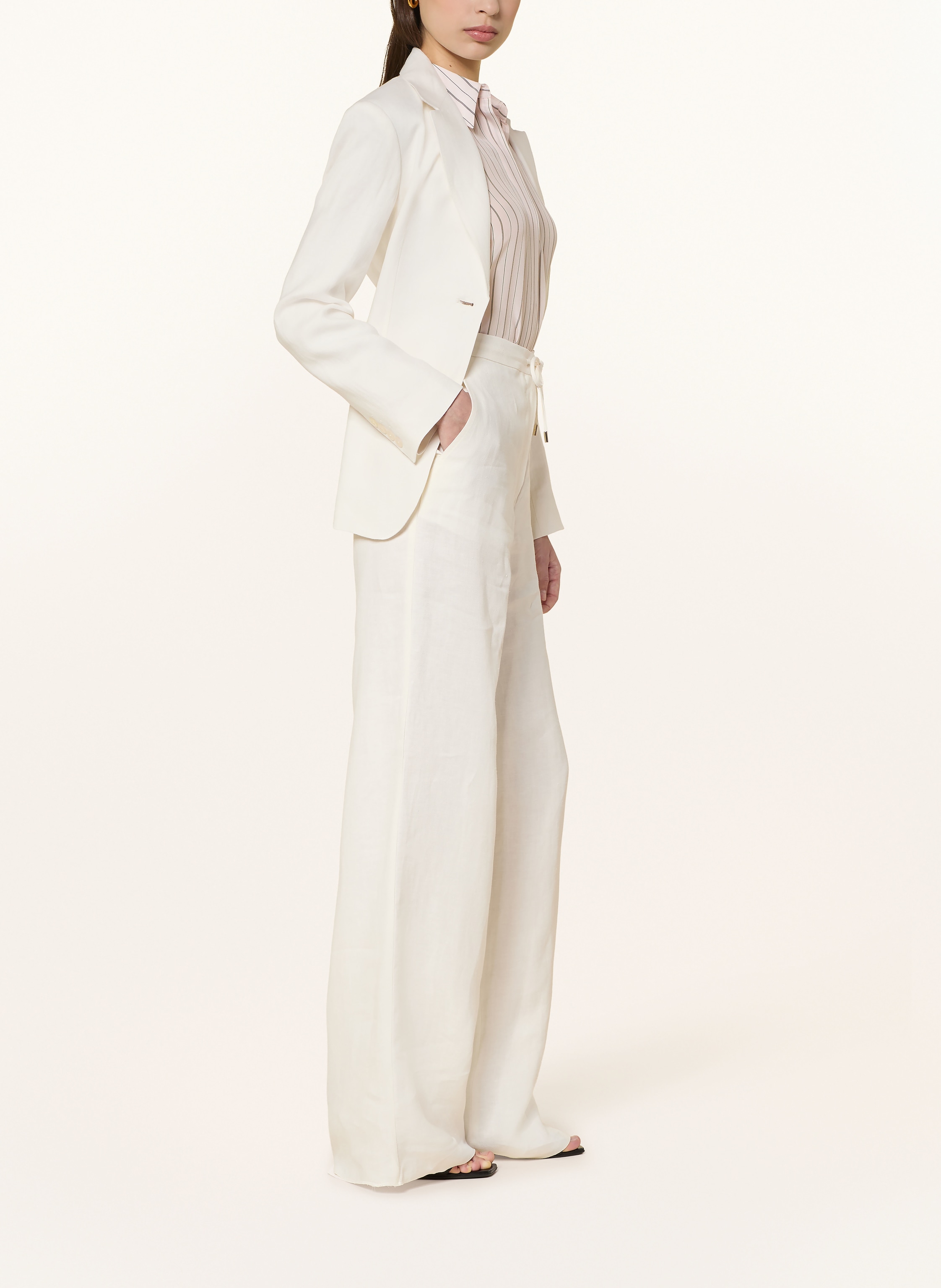 Thumbnail - Max Mara Studio Marlenehose Pelota Aus Leinen weiss