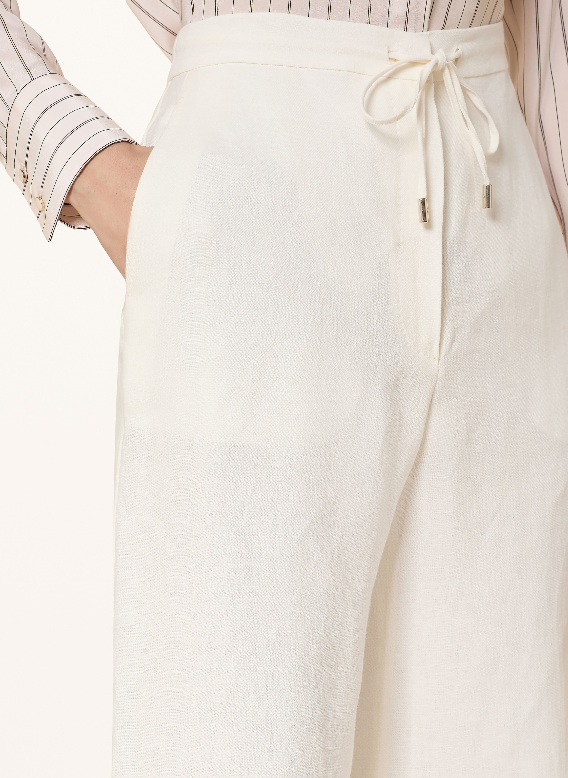 Thumbnail - Max Mara Studio Marlenehose Pelota Aus Leinen weiss