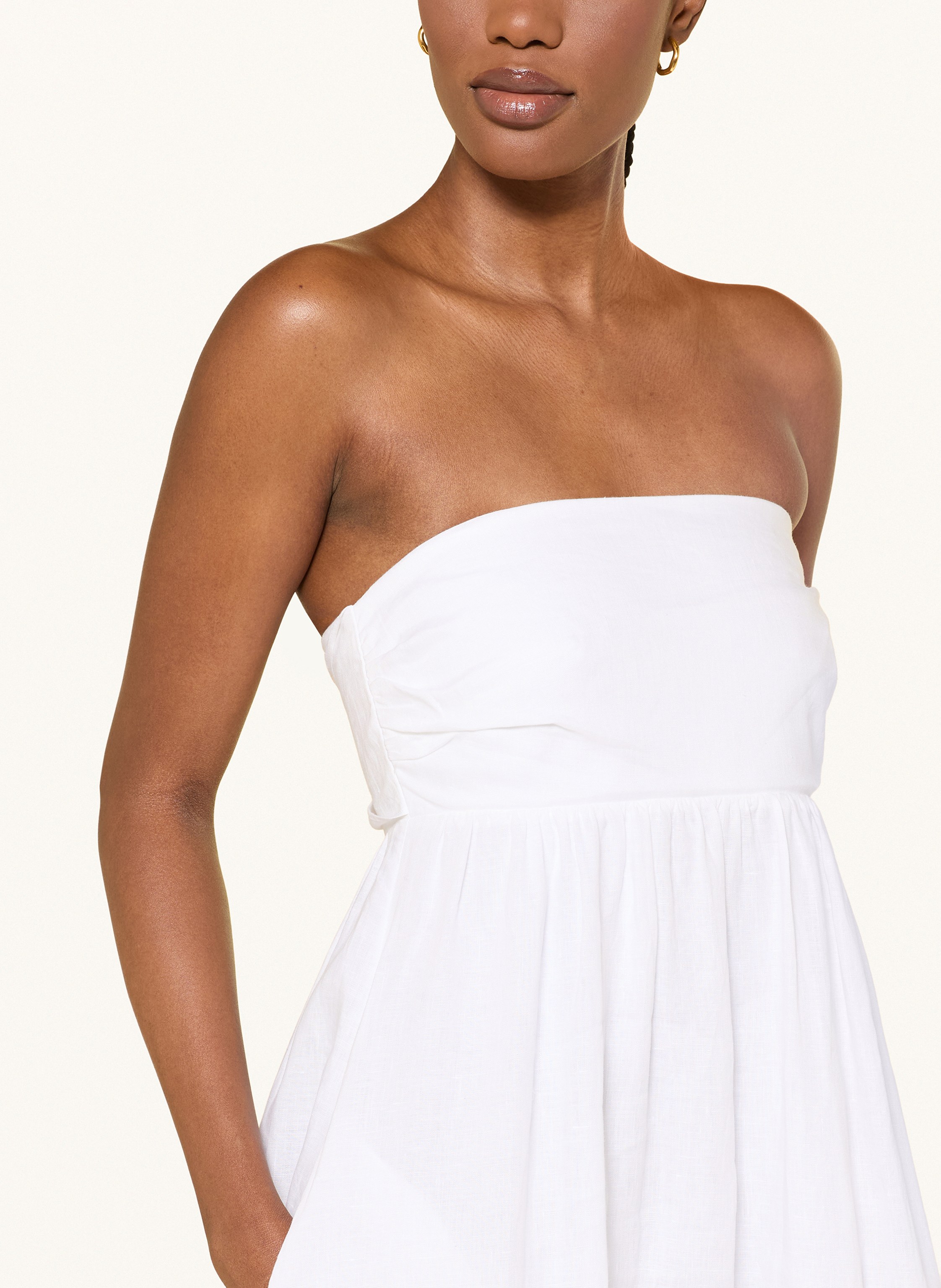 Thumbnail - Max Mara Studio Off-Shoulder-Kleid Scena Aus Leinen Mit Lochspitze weiss