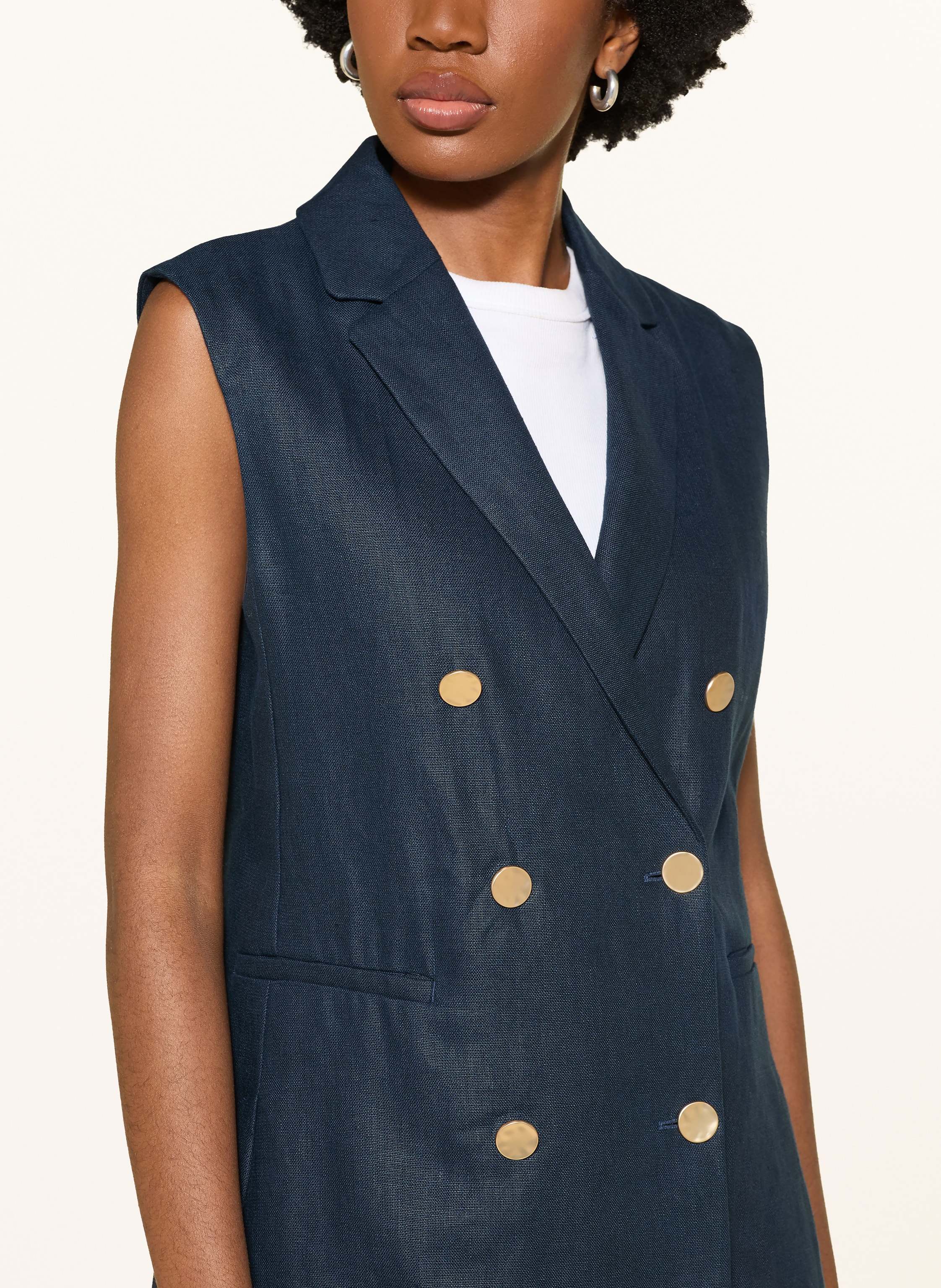 Thumbnail - S Max Mara Blazerweste Bird Aus Leinen blau