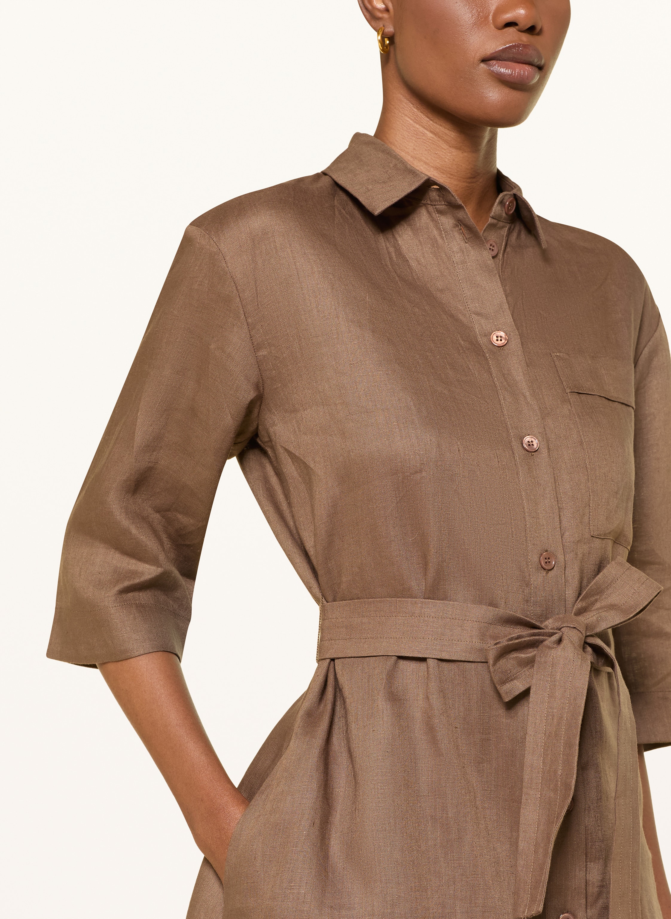 Thumbnail - Mm By Max Mara Hemdblusenkleid Tabella Aus Leinen braun