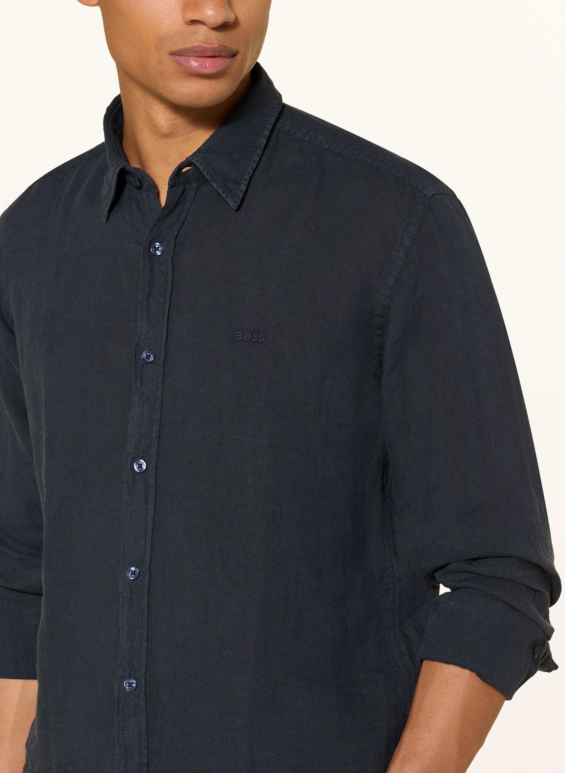 Thumbnail - Boss Leinenhemd Relegant Regular Fit blau