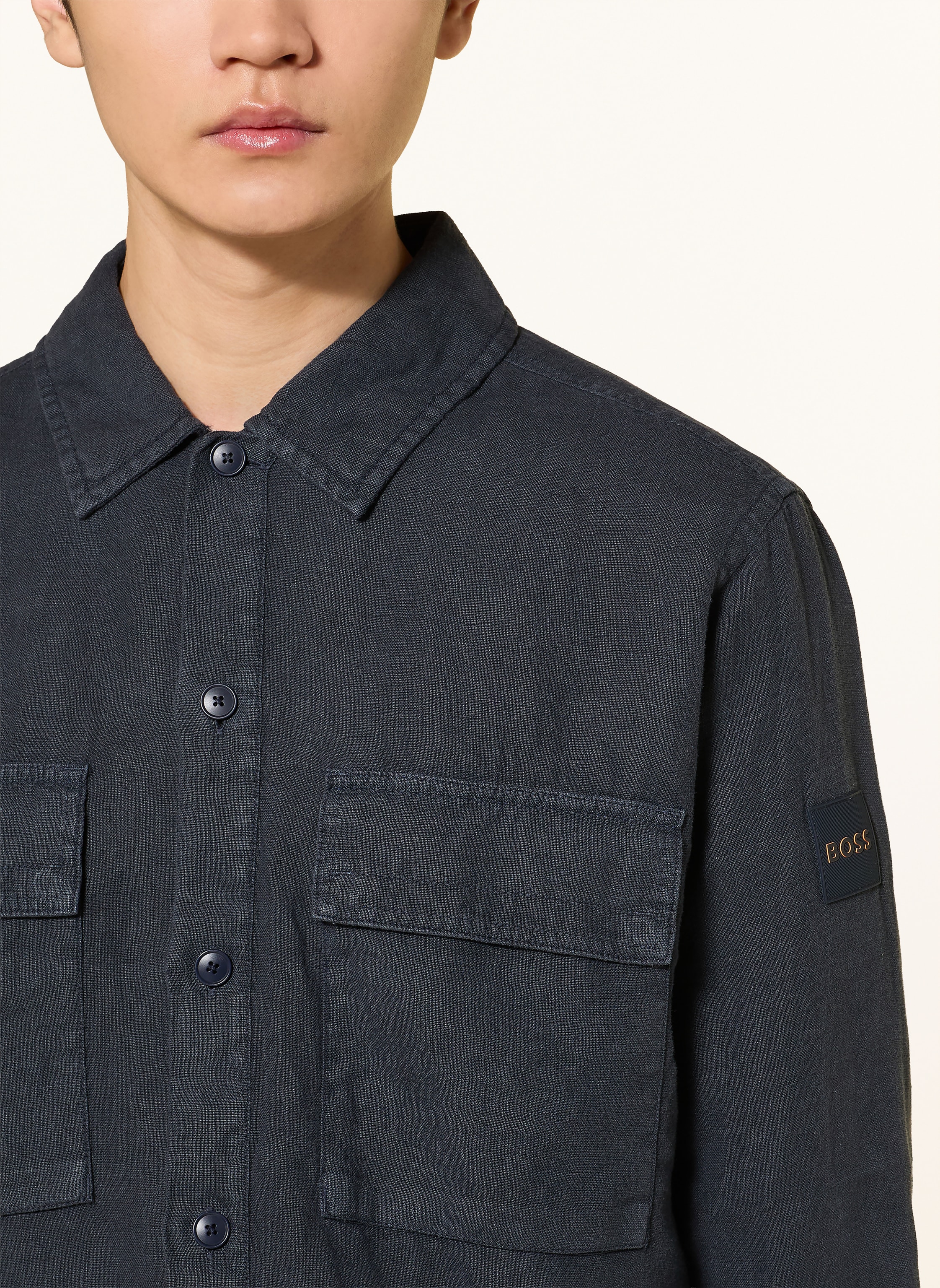 Thumbnail - Boss Leinenhemd Locky Comfort Fit blau