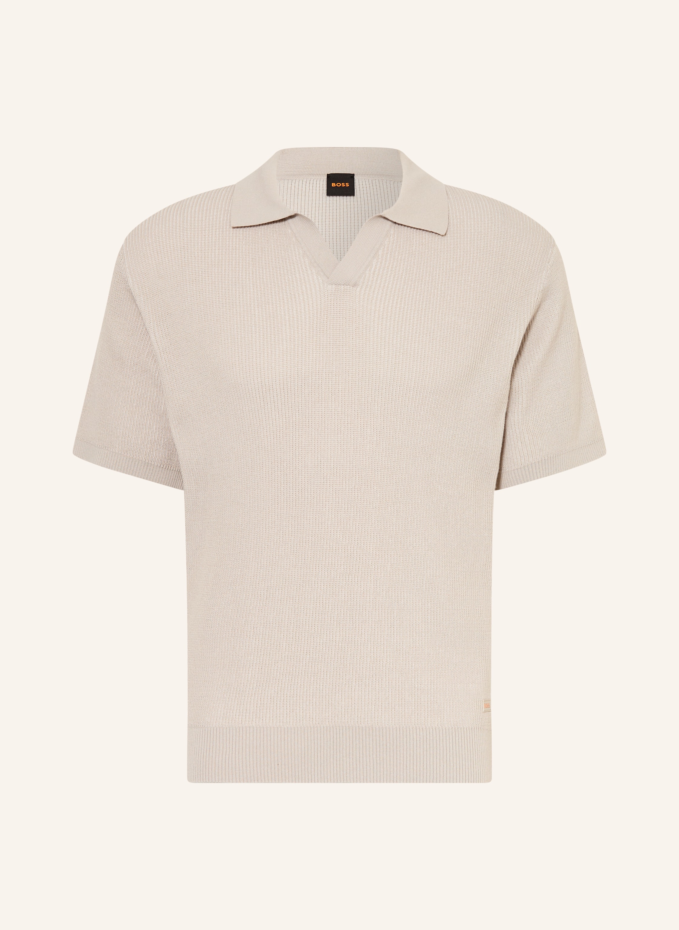 Boss Strick-Poloshirt Aravolo grau