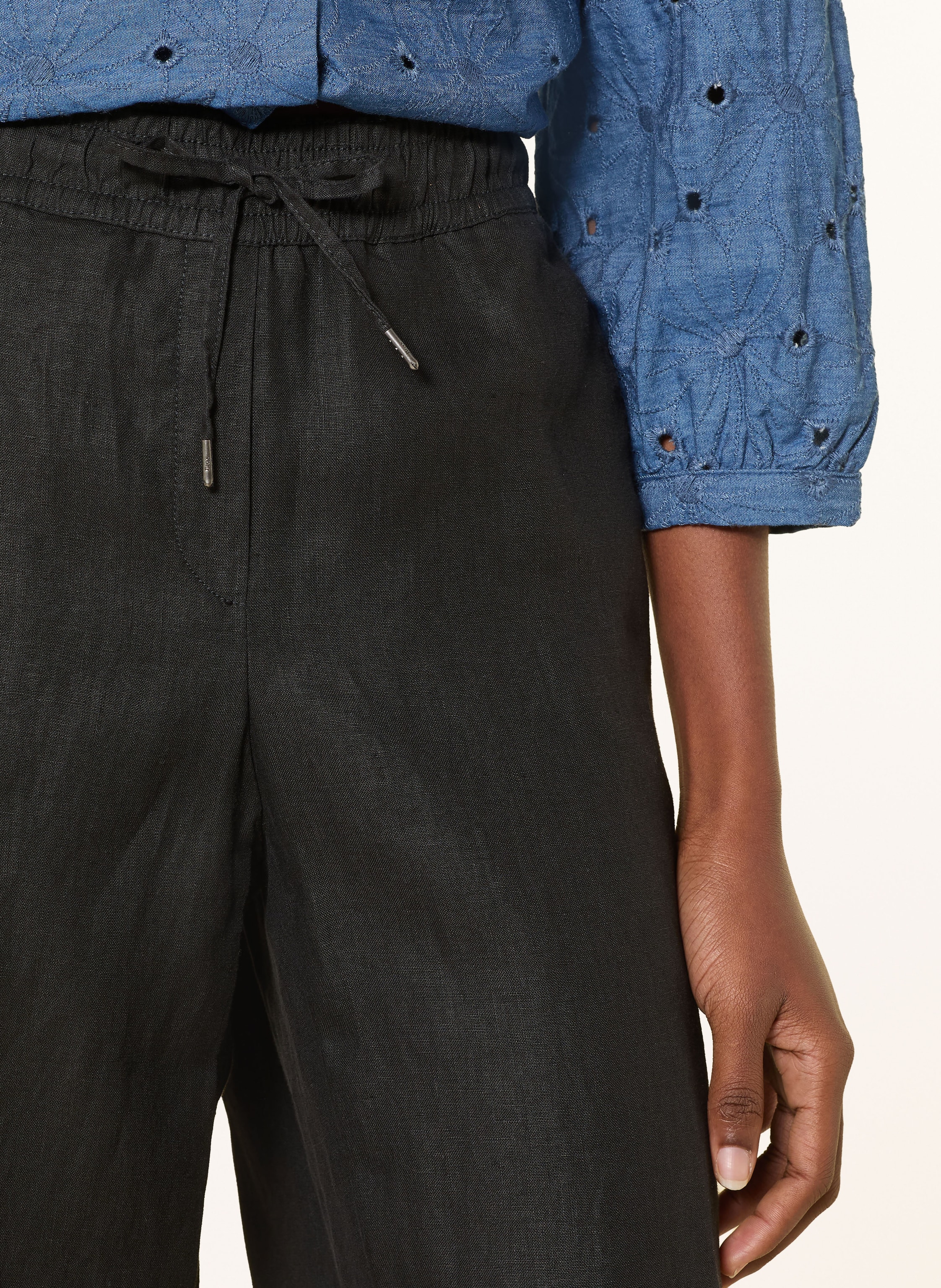 Thumbnail - Brax Marlenehose Farina Aus Leinen schwarz