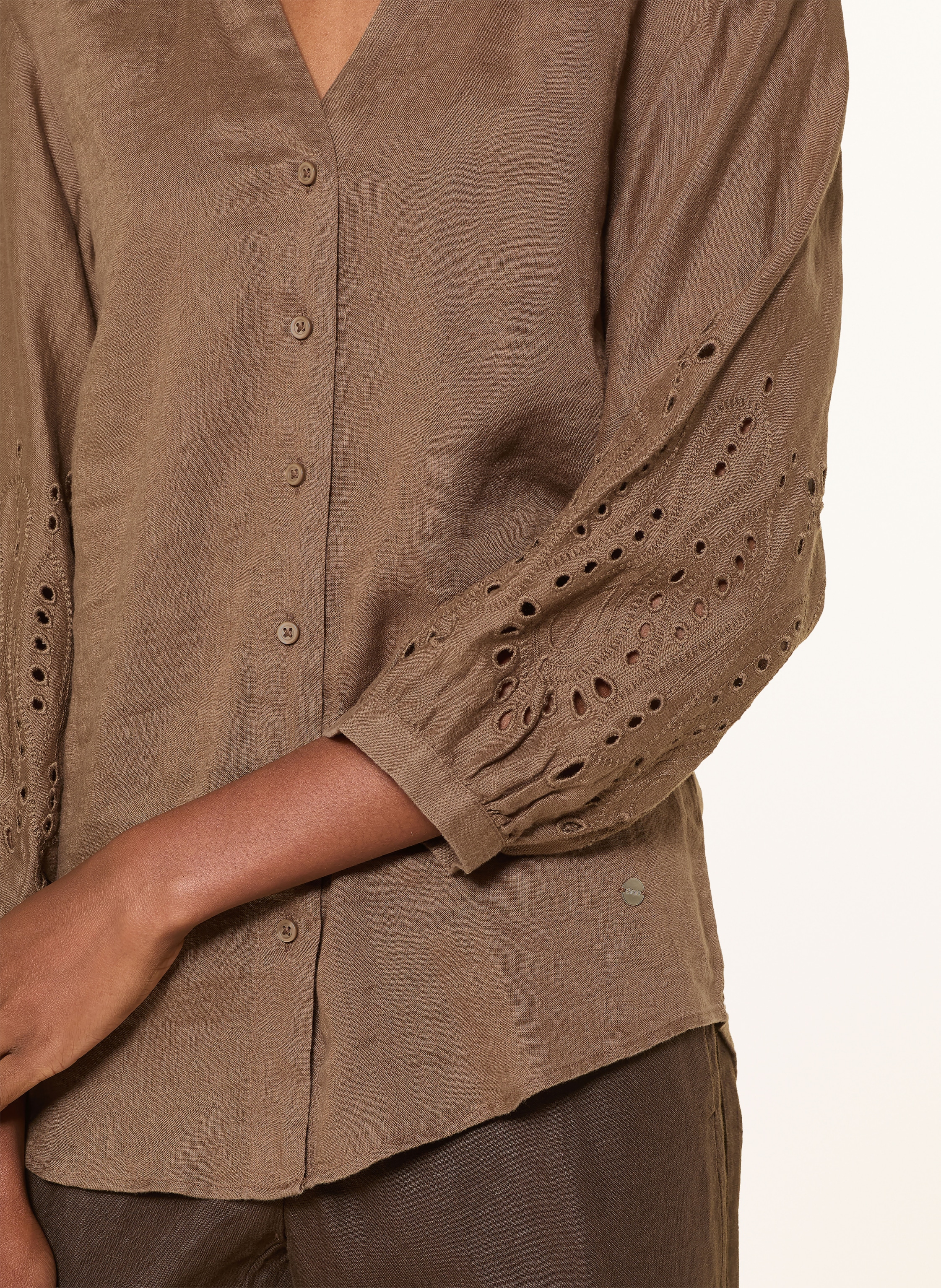 Brax Leinenbluse Velia Mit Lochspitze braun – Bild 2