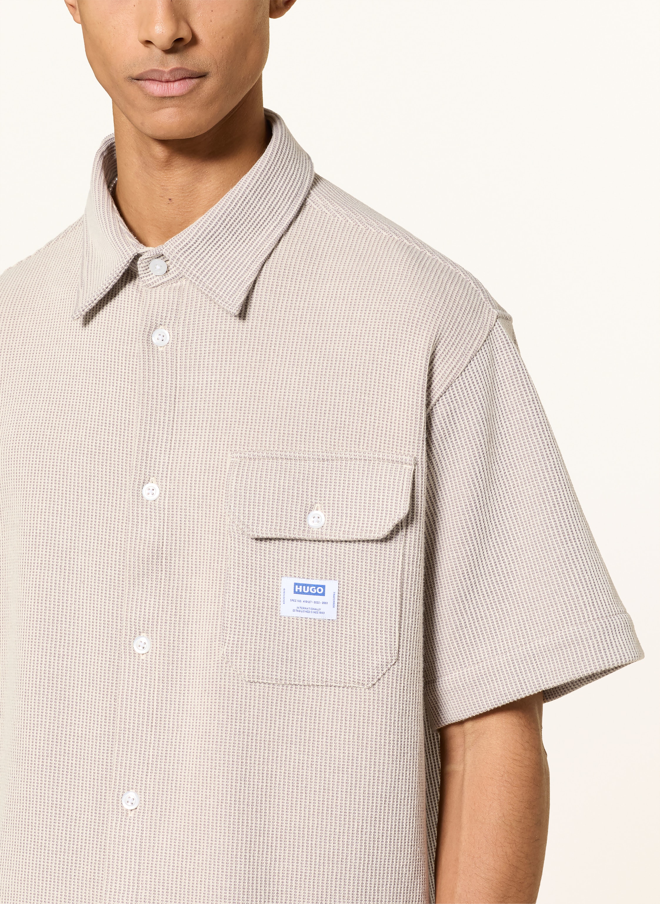 Thumbnail - Hugo Strickhemd Ebaffino Comfort Fit beige