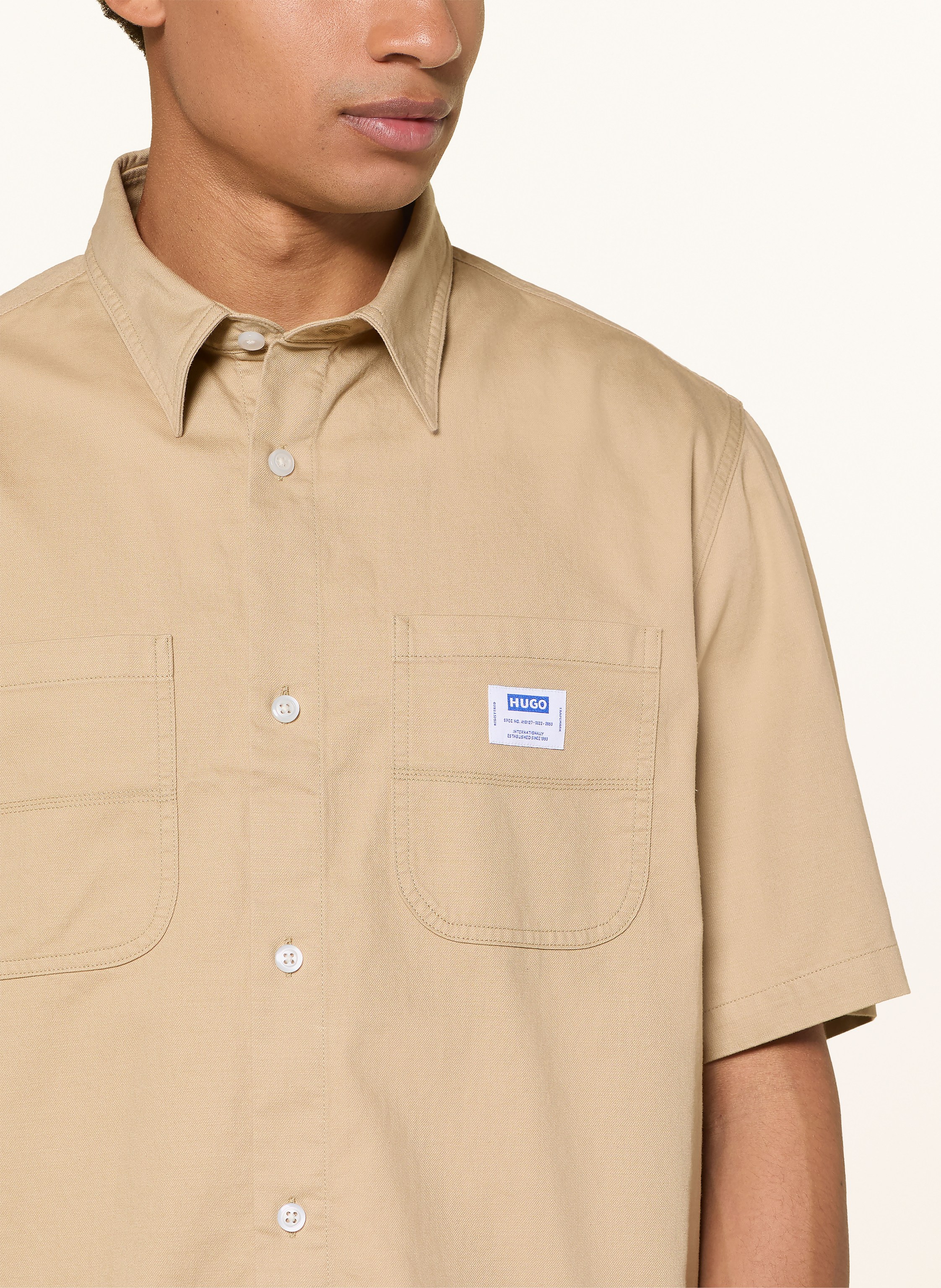 Thumbnail - Hugo Kurzarm-Hemd Ebwin Comfort Fit beige