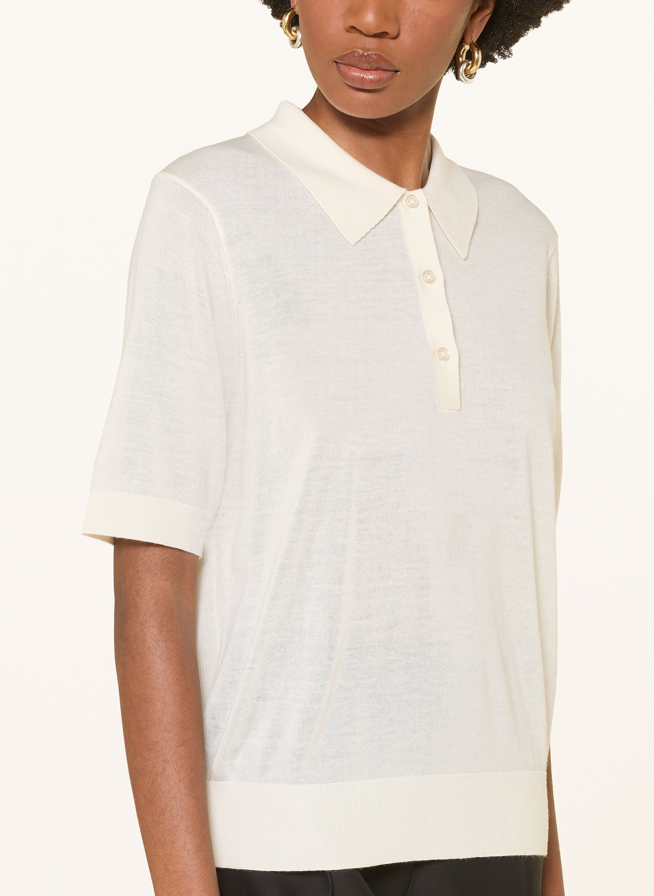 Thumbnail - Loulou De Saison Strick-Poloshirt Migo Aus Cashmere weiss