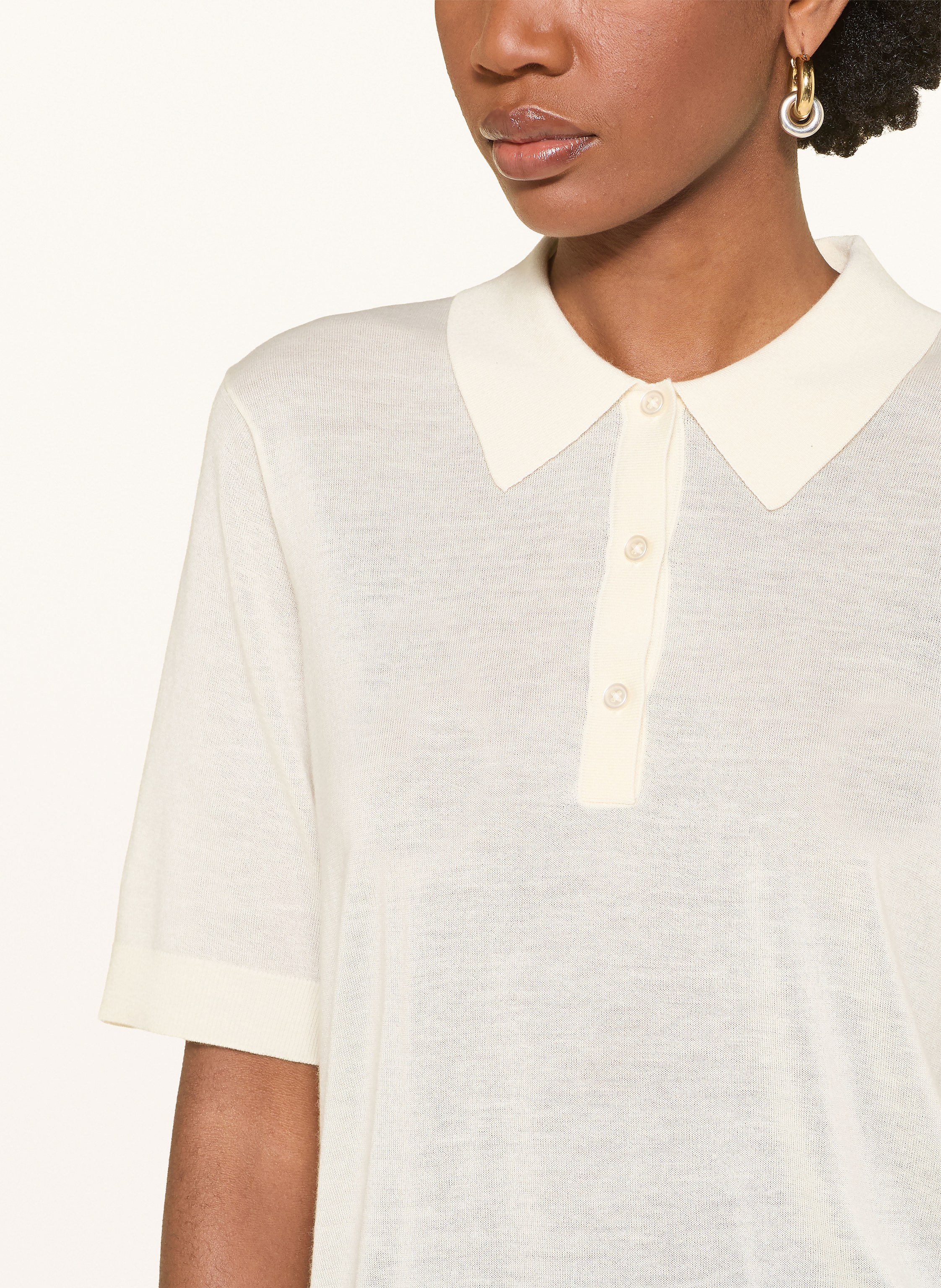 Thumbnail - Loulou De Saison Strick-Poloshirt Migo Aus Cashmere weiss