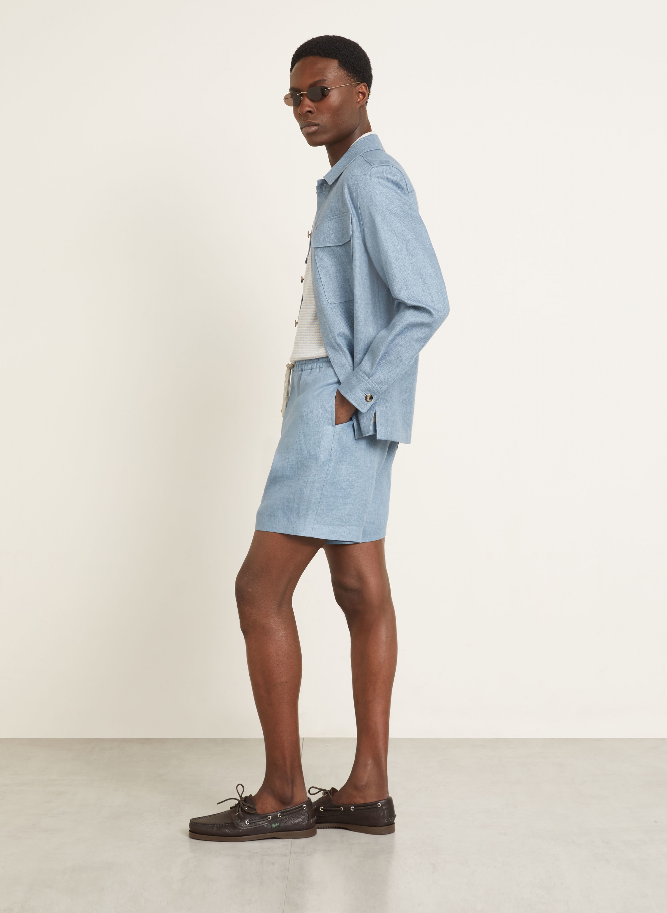 Thumbnail - Agnona Leinenshorts blau