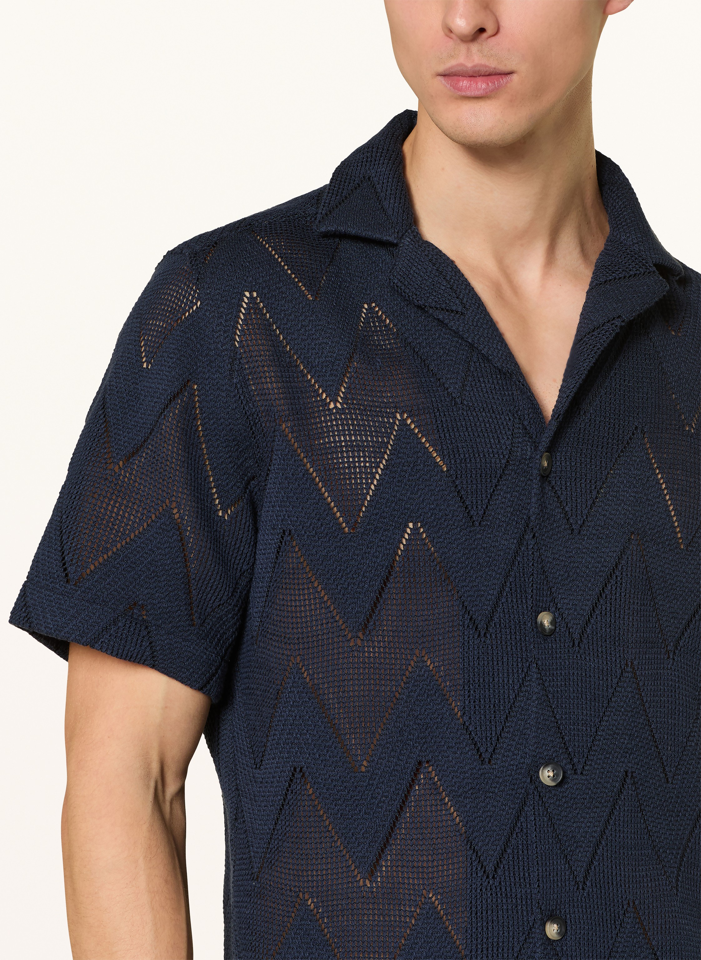 Thumbnail - Strellson Strick-Resorthemd Clint Regular Fit blau