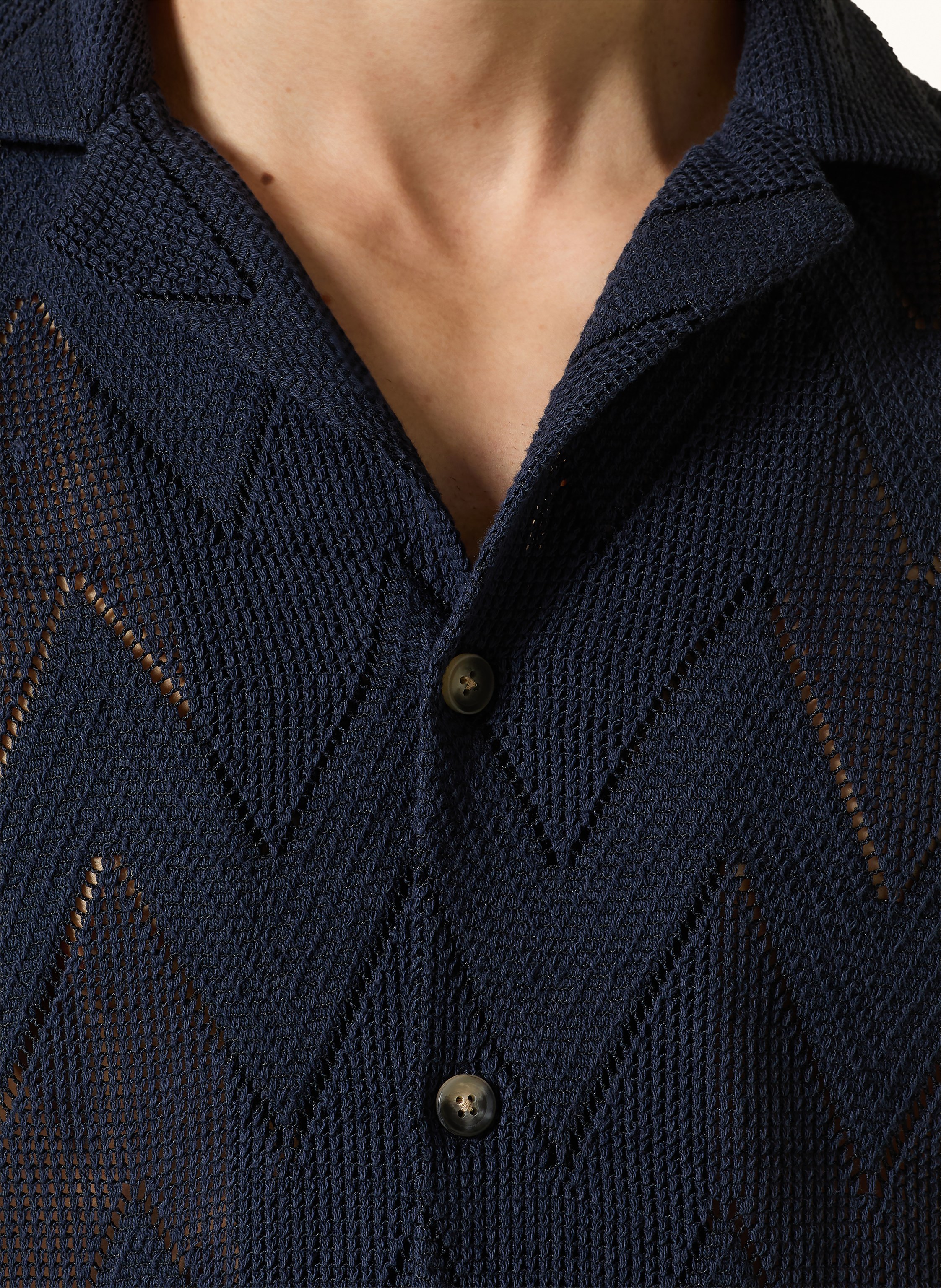 Thumbnail - Strellson Strick-Resorthemd Clint Regular Fit blau