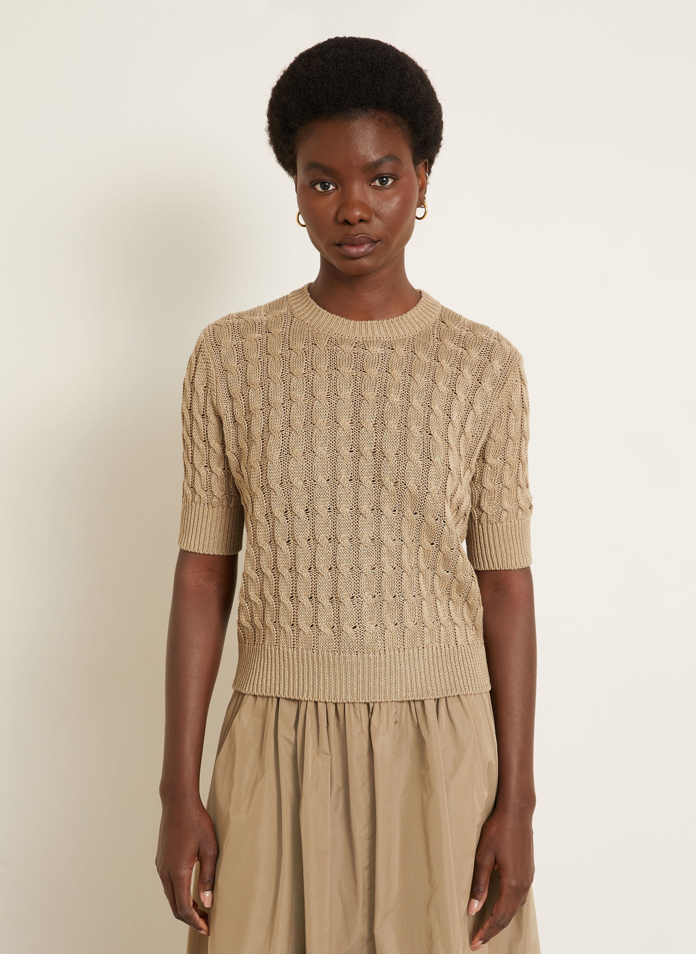 Thumbnail - Max Mara Strickshirt Talamo Aus Leinen braun