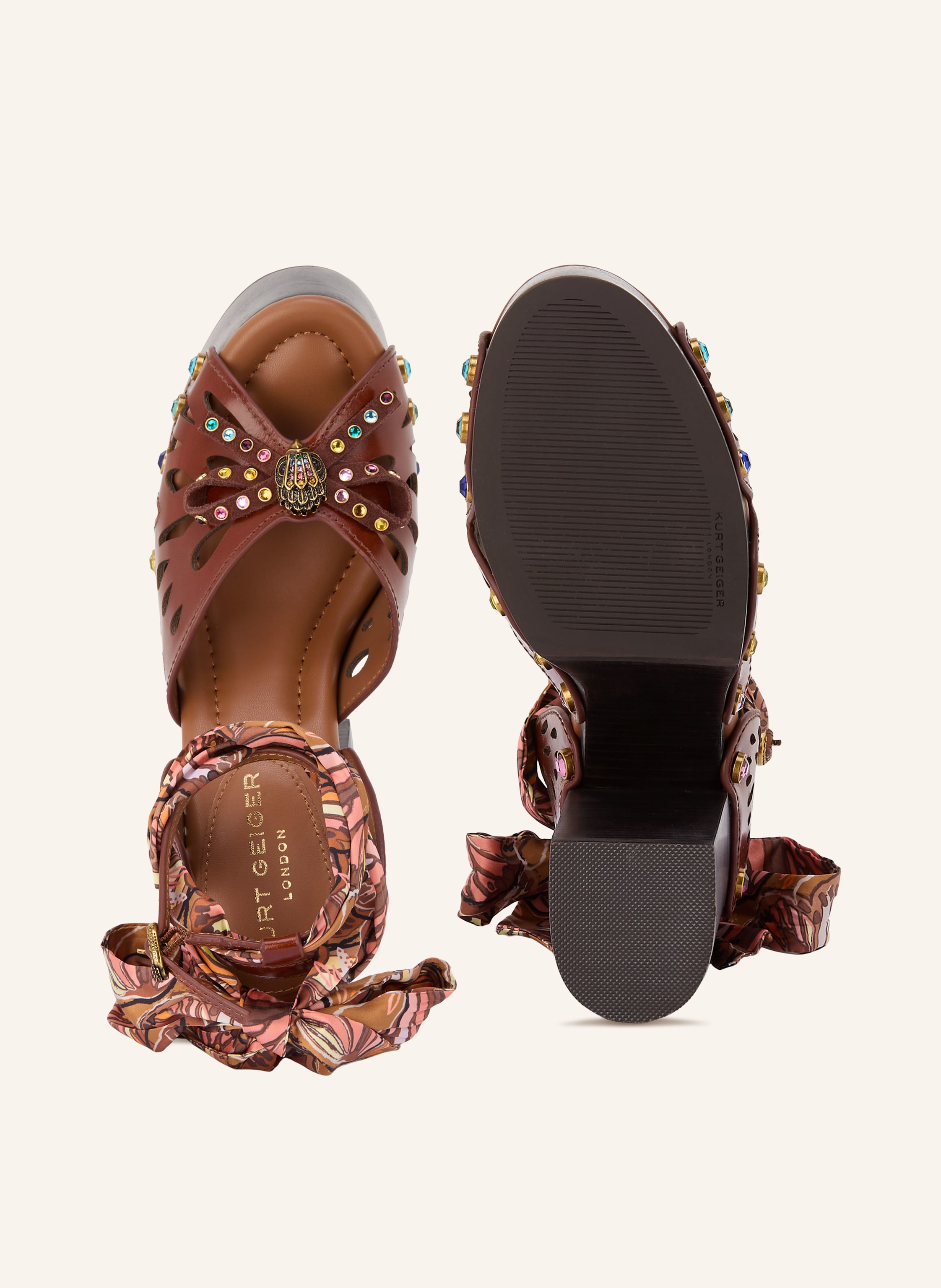 Thumbnail - Kurt Geiger Plateau-Sandaletten Mit Schmucksteinbesatz braun
