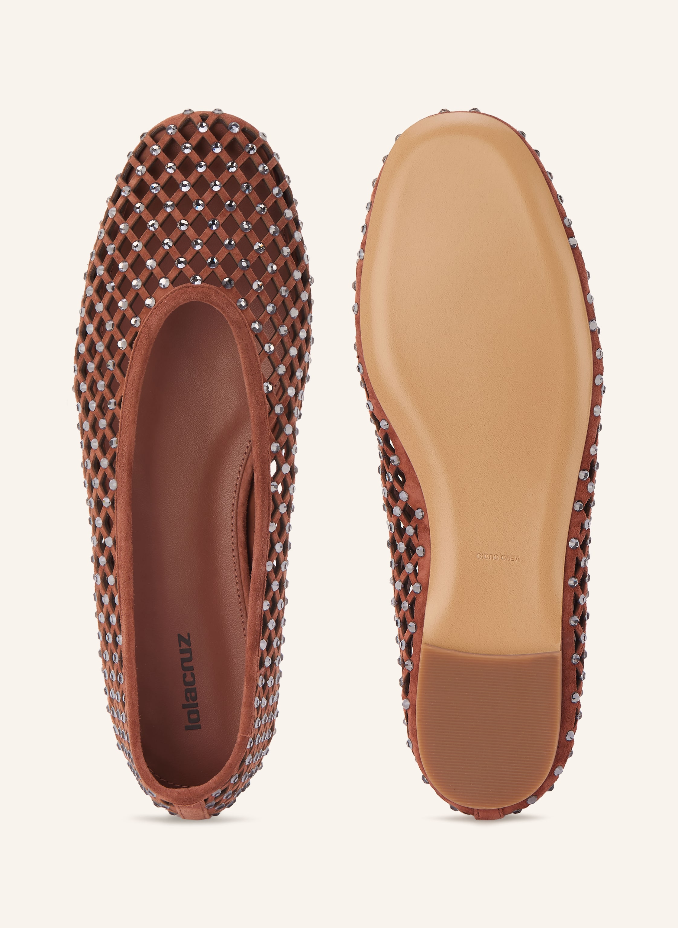 Thumbnail - Lola Cruz Ballerinas Leonor Mit Schmucksteinen braun